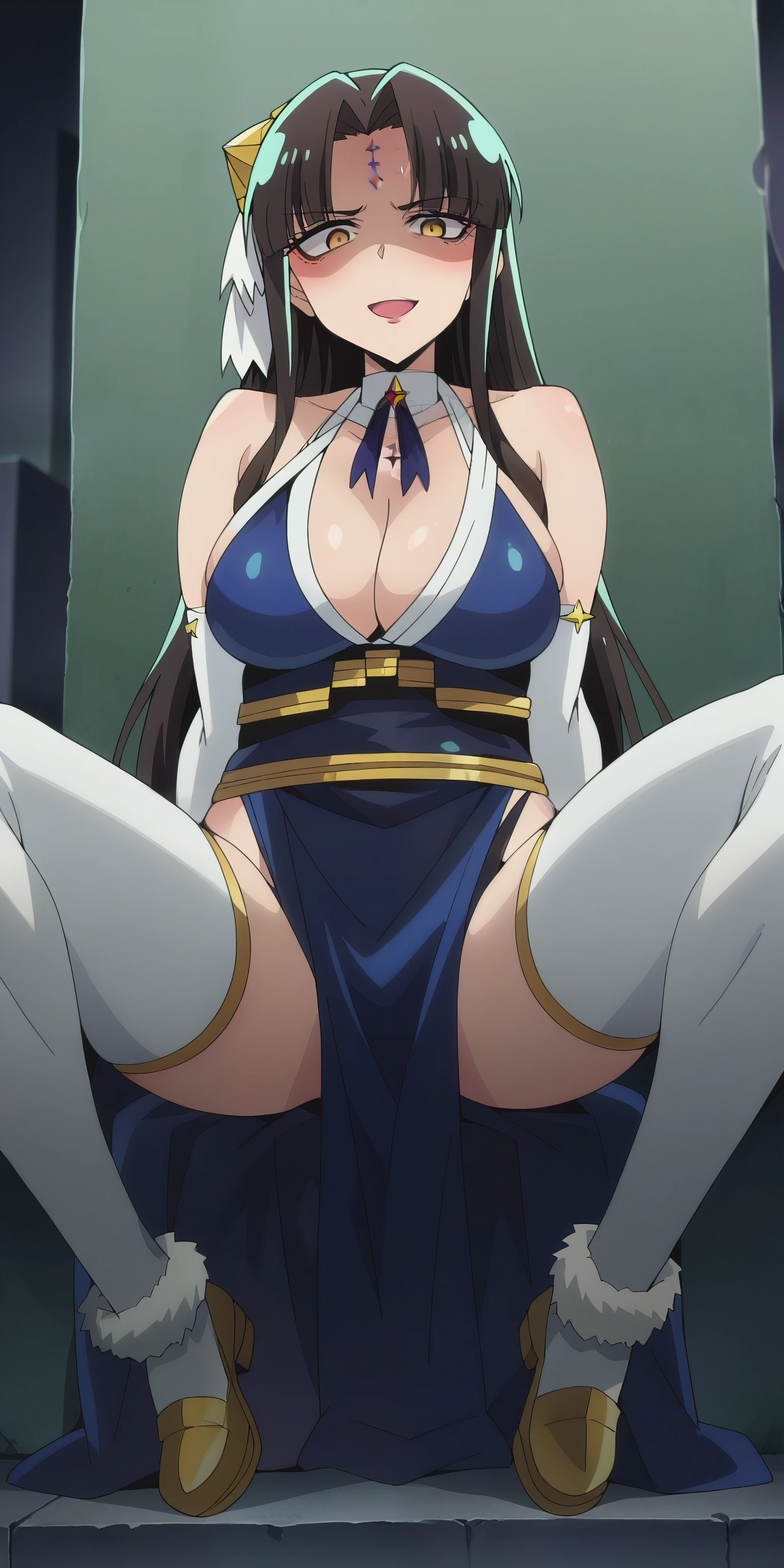 score_9, score_8_up, score_7_up, source_anime, michikotanaka, michiko tanaka, long hair, black hair, yellow eyes, facial mark, forehead mark, michiko_tanaka_mahoushoujoniakogarete, anime_style, (long hair, black hair:1.3), forehead, forehead mark, hair ornament, muscular female, anatomically correct, mature female, curvy, heavy breathing, gloves, thighhighs, elbow_gloves, white_legwear, 1girl, cleavage, thighs, hood, swimsuit, red_footwear, blush, christmas, smile, bikini, looking_at_viewer, red_gloves, character_doll, fur_trim, striped, thick_thighs, sack, ribbon, bare_shoulders, anime coloring, anime screencap, hair ornament, (shaded face:1.2), yellow eyes, drunk, blush, forehead mark, makeup, open mouth, upper teeth, 