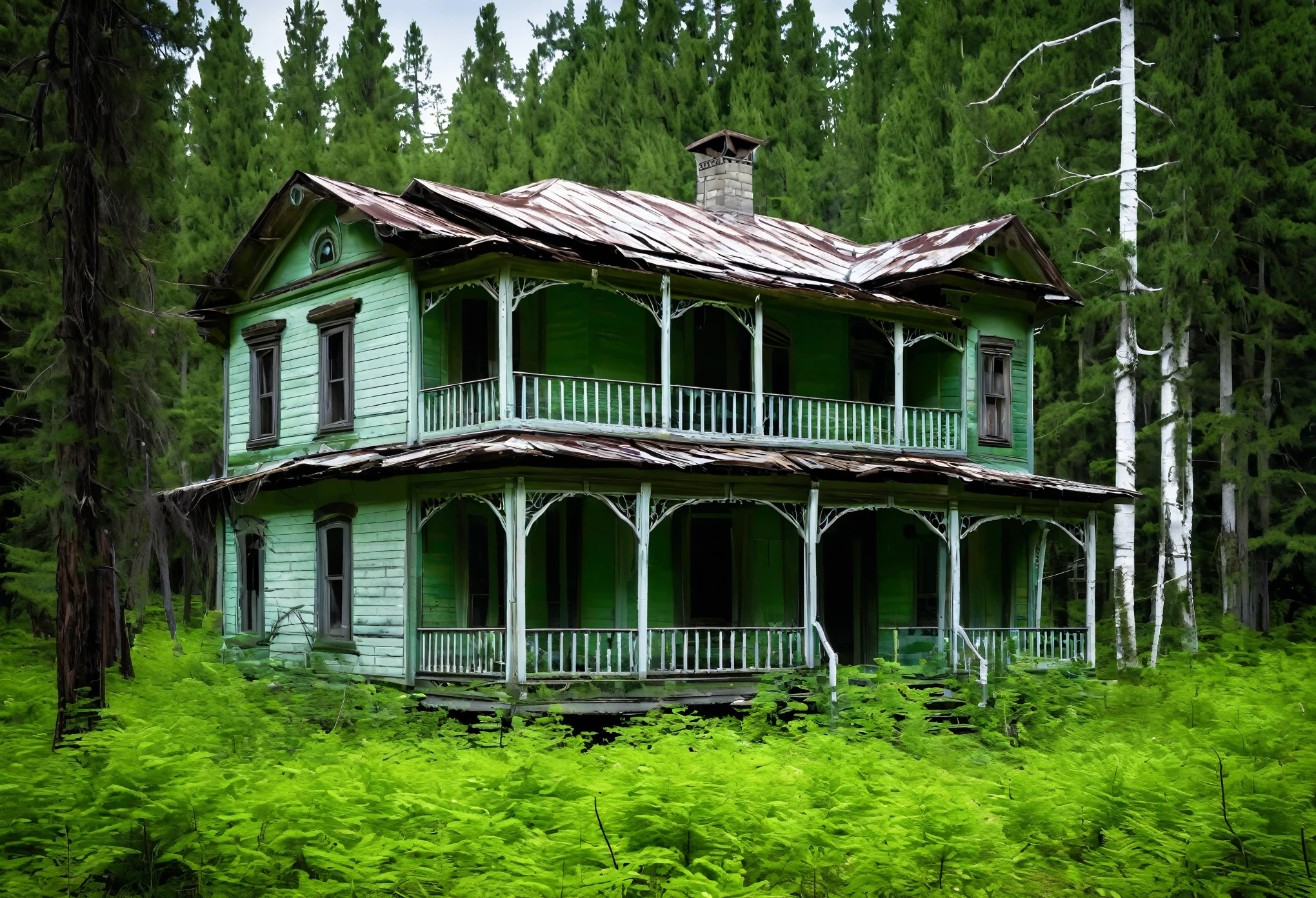 A splendid, abandoned Western-style house in the forest