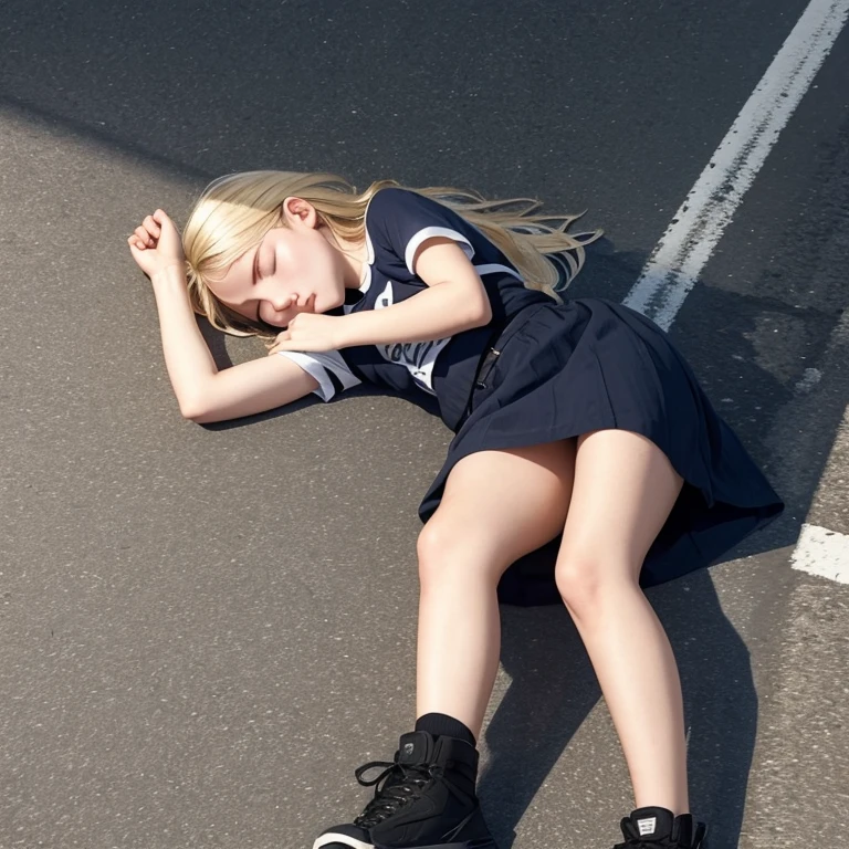 16 year old blonde girl passed out in the middle of the street