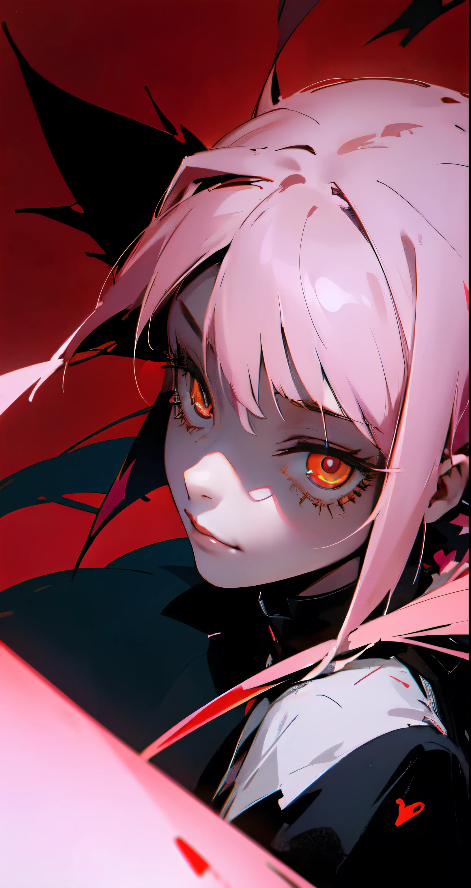 Chica de anime, sarcastic smile,ojos rojos brillantes,los dientes, Arte detallado del anime digital, yandere intrincado, camisa negra, corbata roja, perfil,Gapmoe yandere, Dientes babeantes descubiertos, yandere, Arte de anime limpio y meticuloso, cinematic dark background,Gapmoe yandere Grimdark, Arte detallado del anime, por Kamagurka, Cara de anime enojada altamente detallada, Retrato Gapmoe yandere Grimdark, horror!! Altamente detallado