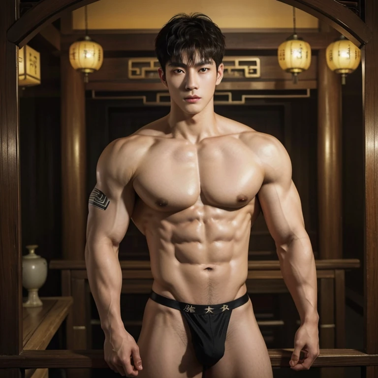 2 Chinese handsome naked chinese boys , romantic,super realistic, chinese Men God, chinese Mythology, Chinese odyssy, Handsome,, Topless, strong  Muscles Athlete body, top up Frame, Sexy, Professional Lighting, , Chinese Heaven Background, Bulge Underneathe Underwear, naked Warrior , God of handsome, naked  Male, , Seduce, Sex Appeals,  Alafard man  naked   ,, muscular body, handsome,  manly,  inspirite by Zhang Han, Cai Xukun, Kim Do-young, Inspired by Bian Shoumin, Inspired by Xiao Yuncong, yihao ren, yanjun cheng, jinyiwei, inspired by Huang Gongwang, xintong chen, sexy body belt, wearing japanese string brief ,  super long big dick masturbate, correct dick in good shape ,nice butts, bare butts, Tattoo chest,  tattoo hands,  tattoo arms,  tattoo belly, clear studio light, night ancient chinese Buddhism temple background,  detailed background, fantasy Chinese themed, the best resolution, 8k, Ultra fullHD, look at the viewer,  catching eyes, 
