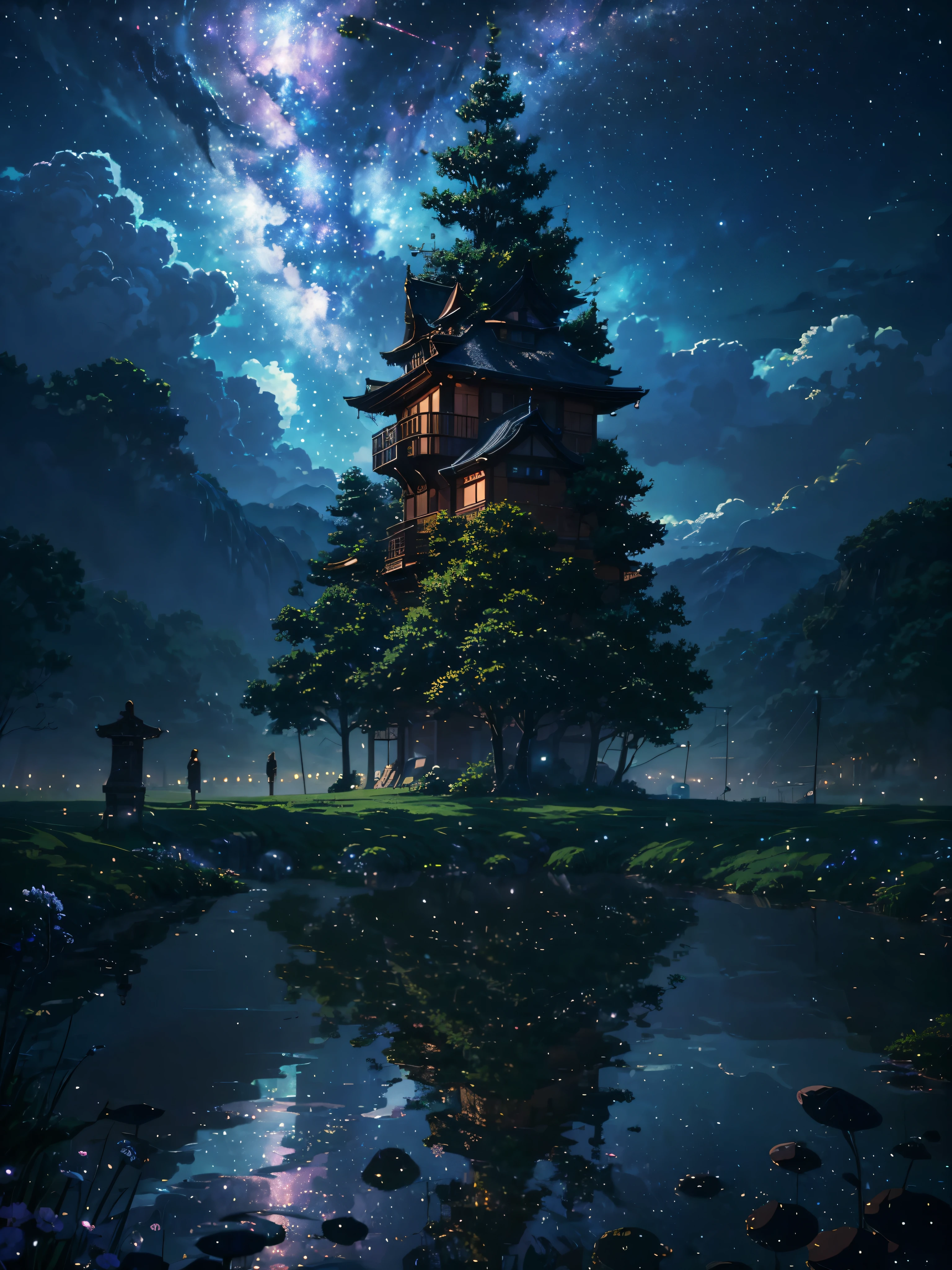 Create 4K resolution (400x900) Captivating Studio Ghibli anime-style visuals, Depicting the quintessential celestial world that no one has ever seen or imagined., Emphasize the beauty of Studio Ghibli with soft colors.:: Illustrations --ar 4:9