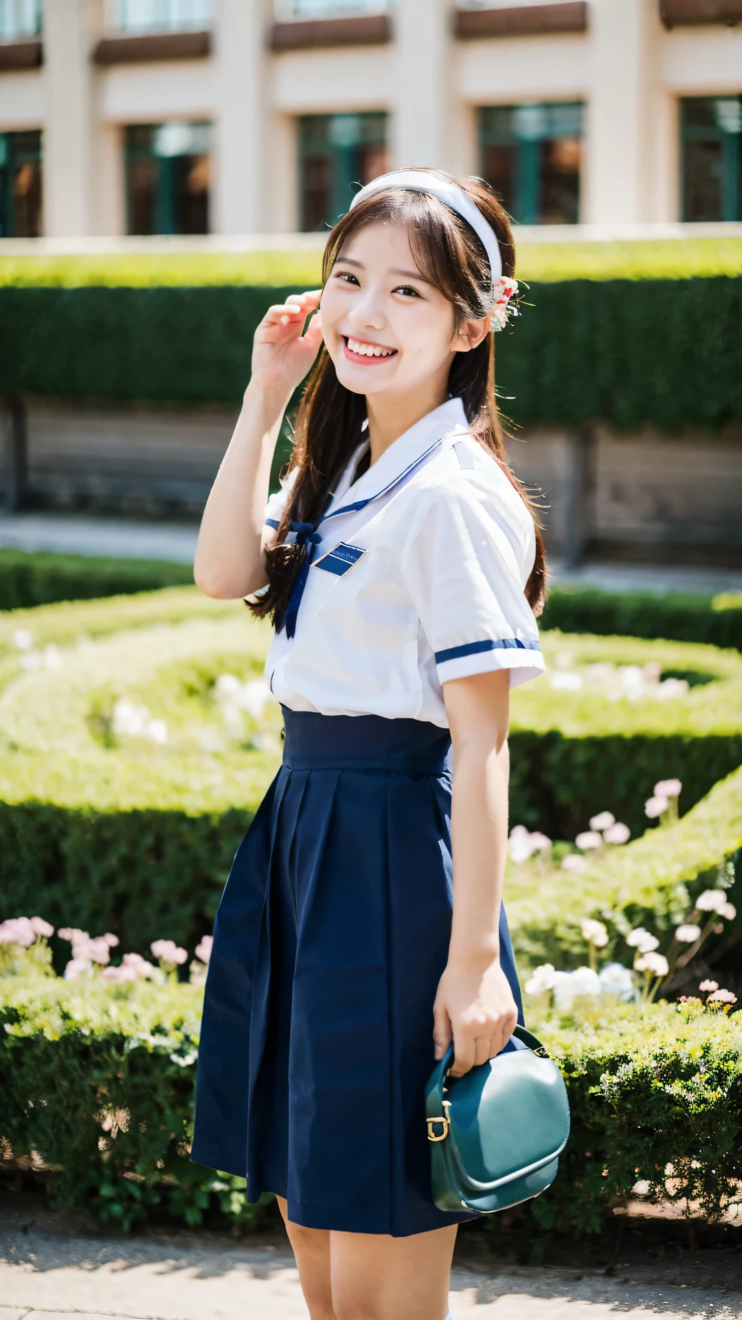 (8K, highest quality, masterpiece: 1.2), Super detailed, super resolution, a beautiful girl, (huge Laughing:1.1), Factory worker uniform