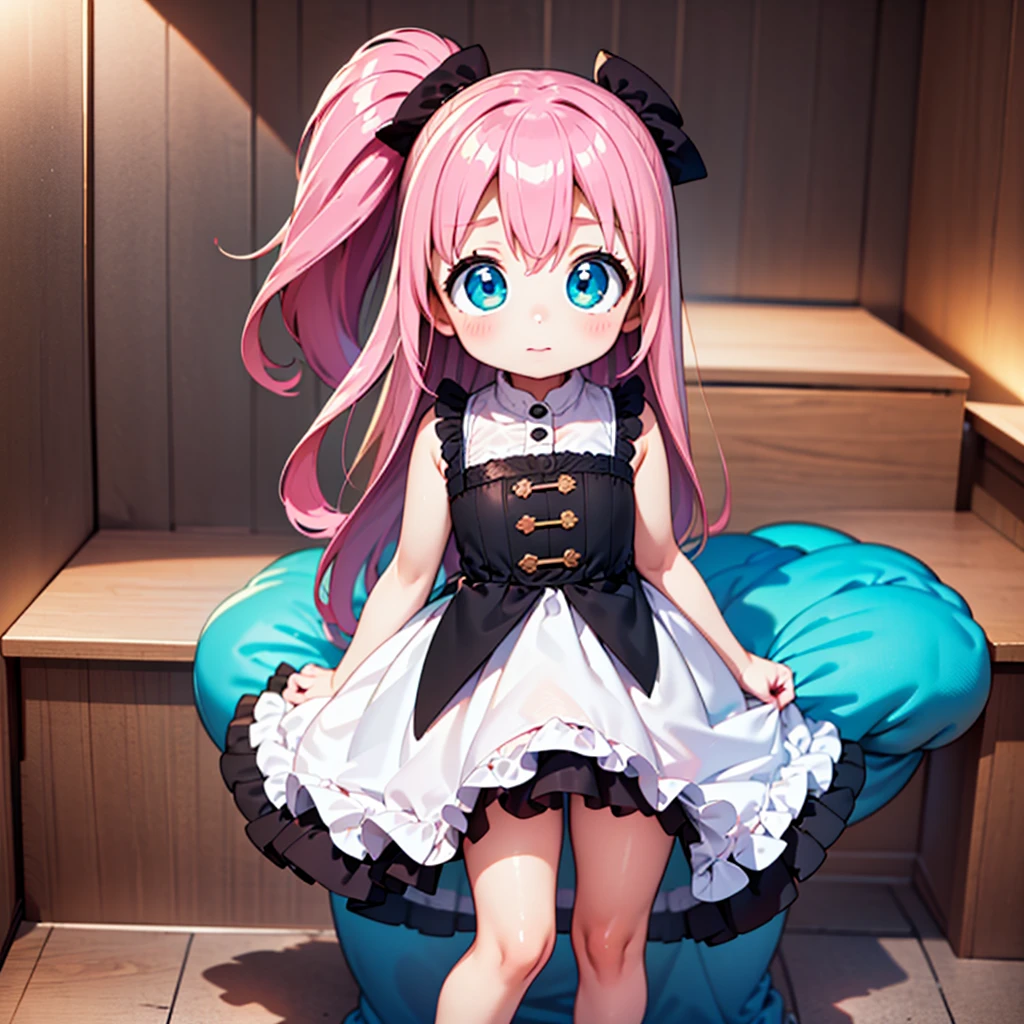 (best quality, masterpiece, uncensored, high quality, ultra detailed, extremely detailed CG, beautiful face, beautiful eyes, beautiful hair), solo, 1girl, (((loli:1.3))), ((((4 years old)))), (infant), Tareme, su hair, (hairs between eyes, crossed bangs:1.5), (short with long locks), salmon pink hair, beautiful big eyes, cyan eyes, drooping eyes, happy, hair ribbon, frilled dress, navy blue pinafore dress, frilled legwear, platform boots, (extremely awesome detailed deep-silky-healthy-lackwarm-foundational-soft-skin:1.1), (extremely awesome detailed gleaming skin), (extremely awesome detailed pretty face, extremely awesome detailed eyes, extremely awesome detailed shiny hair:1.2), extremely awesome detailed dynamic lighting, extremely awesome detailed caustic, extremely awesome detailed deep shadows,(best quality, highres, absurdres, extremely awesome detailed CG unity 8K HDR wallpaper, perfect anatomy:1.1),(extremely awesome detailed realistic, extremely awesome detailed 3d:1.0)
