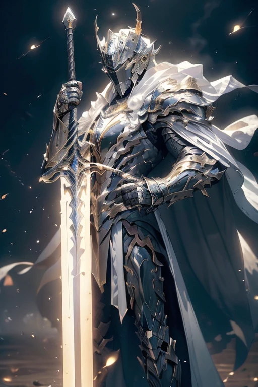(master piece:1.5), (best quality:1.5), (exquisite lighting and shadow, highly dramatic picture, cinematic lens effect) (Photorealistic picture) highly detailed, realistic, cinematic lighting, studio quality, 8k, wallpaper, dynamic pose, anatomy correct, epic fantasy digital art, Epic composition, full body short black hair pale Male paladin wearing a white leather armor under a shiny white intricate elaborated plate chest armor with gold lightnings accents, no helmet, long white cape with gold lightnings ornaments, holding a great white lightning sword, white lightning, white storm background, lightnings
