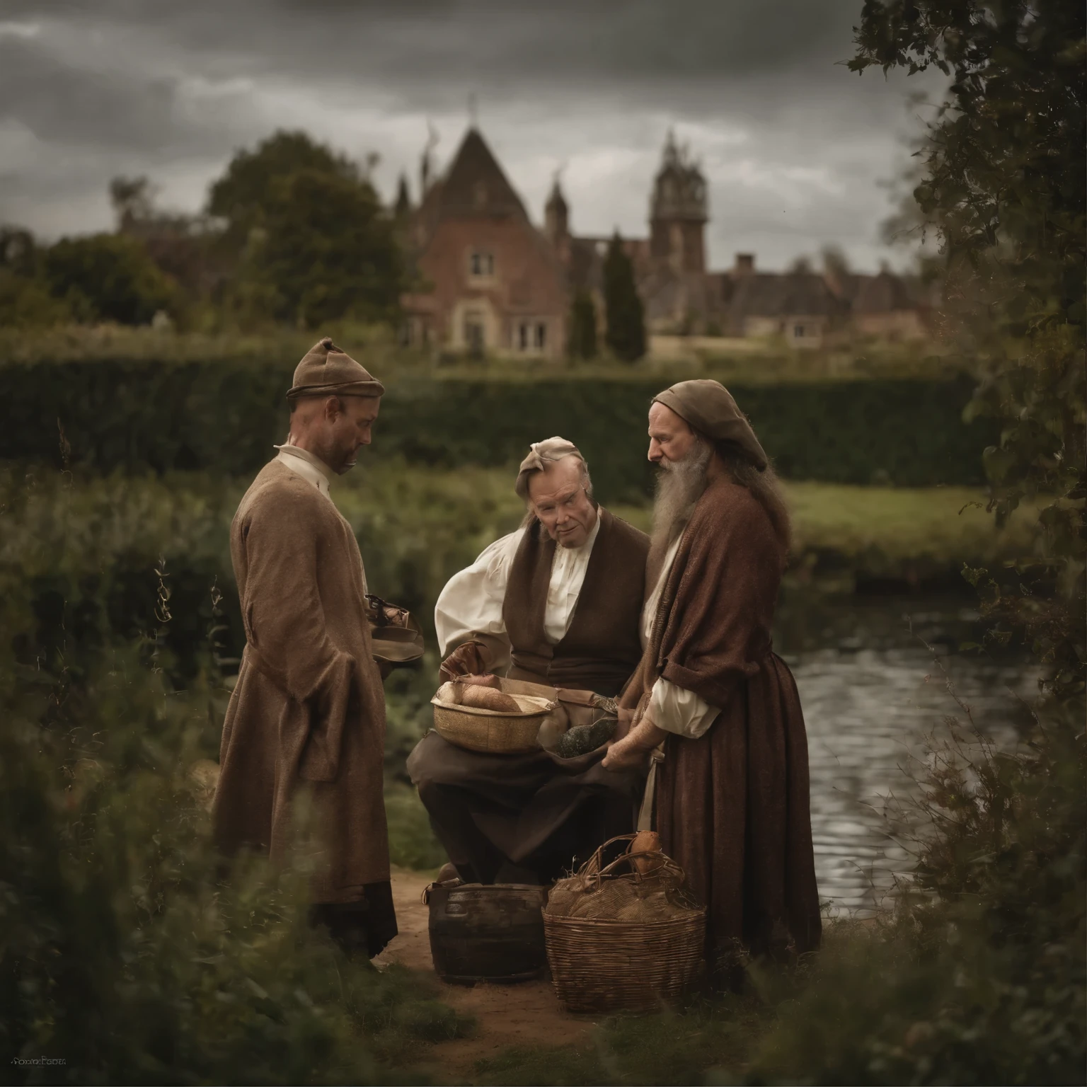 **Visions Beyond Time**: Merge the timeless elegance of Johannes Vermeer's portraits with the surreal landscapes of Hieronymus Bosch, transcending temporal boundaries to explore the depths of human imagination.
