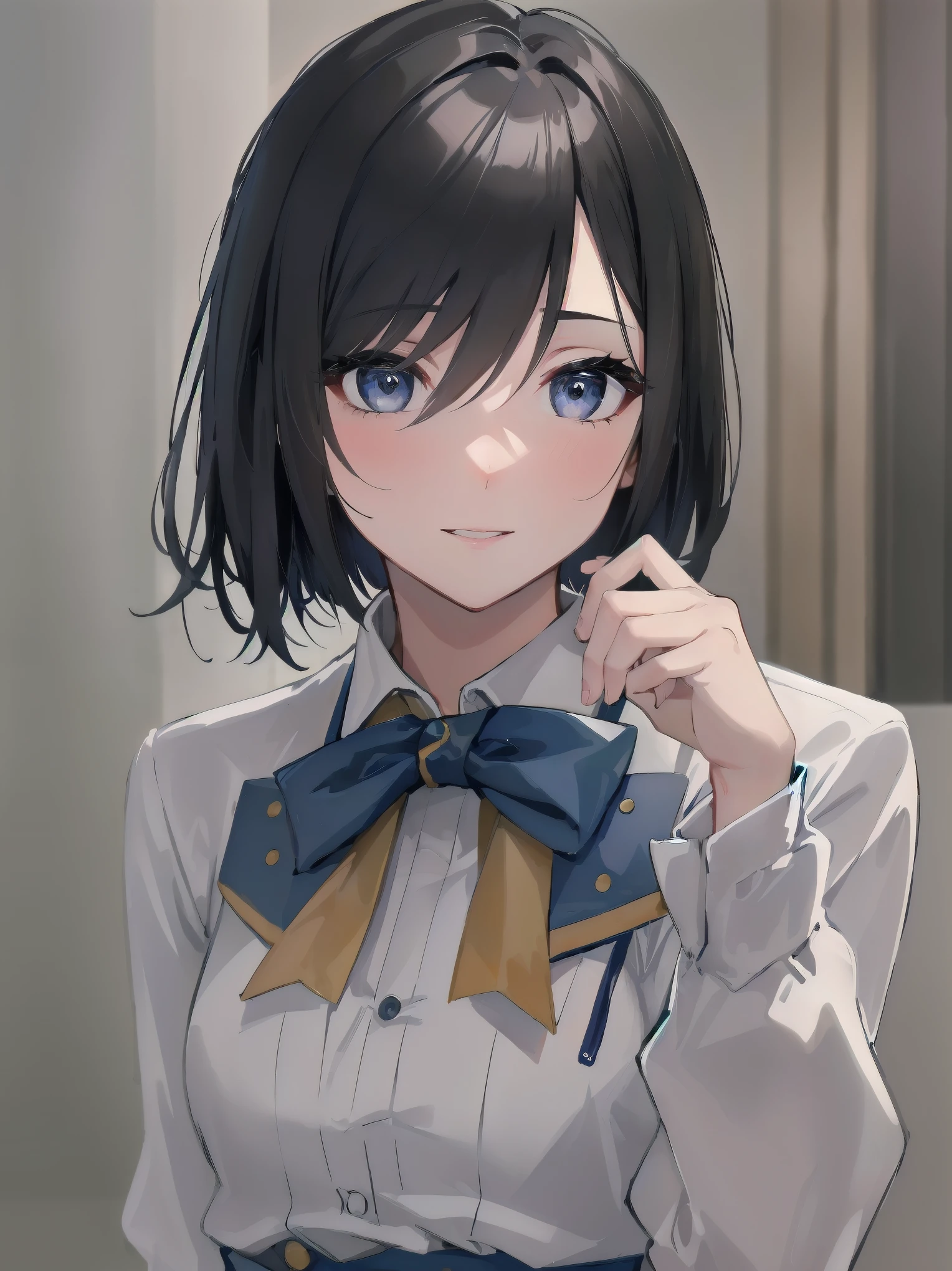 (((( top quality, masterpiece )))), ultra-detailed illustrations, realistic skin texture, depth of detail and overwhelming amount of writing, BREAK. One girl, solo, lolita, only daughter of a marquise, Japanese, complex, detailed and realistic face, super beautiful, super model body, BREAK. Black hair, one-length bob cut in front, braided, hair between eyes, perfect and complex eyes, BREAK. Luxury goods brand uniform, lovely, intricate and stylish uniform, BREAK. Kawaii, blush, downcast expression, burst of laughter, looking at you with luminous eyes, captivating with mocking gestures, BREAK. Backgrounds in various places and scenes, diverse crowd, overwhelming amount of writing, cute girls of uneven ages, BREAK. Film scene, model shoot, professional light source, bold model
