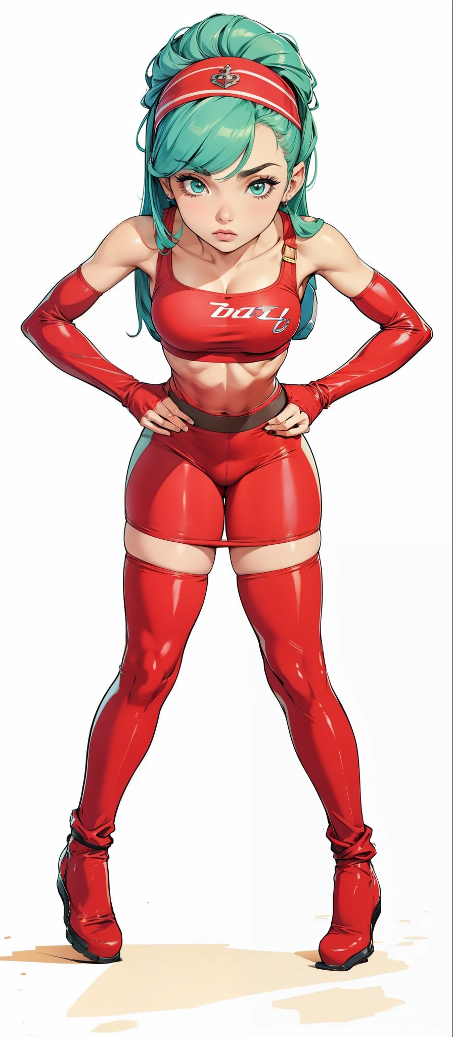 Bra, personagem Feminina, extremamente realista, muito linda, Fitness, bunda grande, pernas grossas, 8K, saia de couro vermelha 