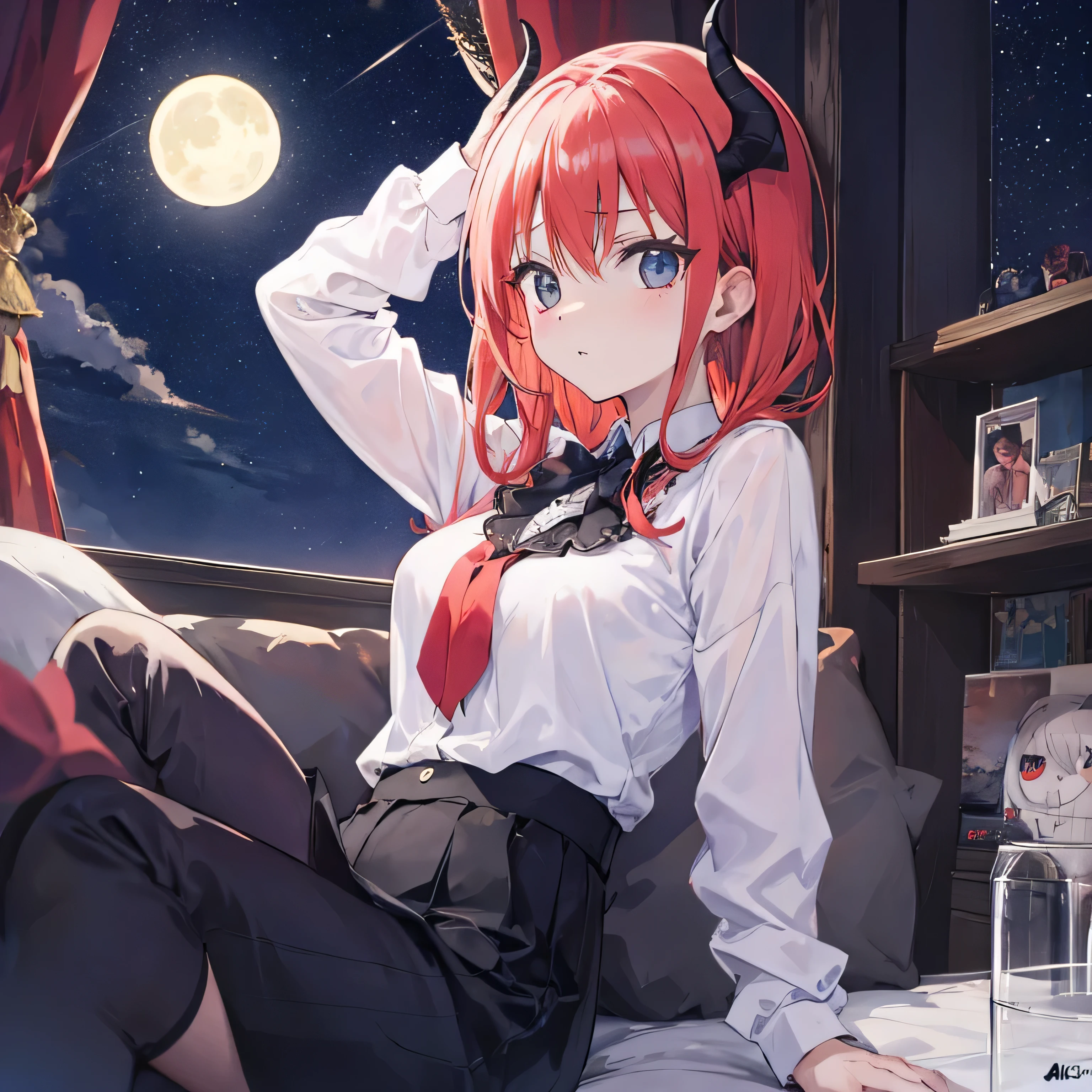Satanichia mcdowell vestida casualmente
y mirando la Luna llena