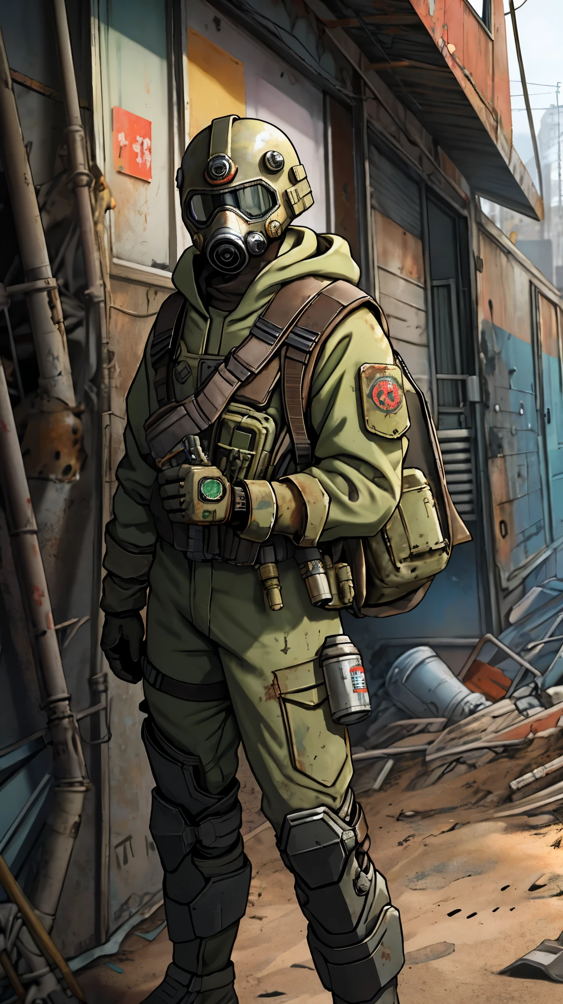 Teenage Boy, 18 years, Scavenger, Decaying World, Wasteland, Gas Mask, Biohazard Suit, good hands 1k fallout helmet