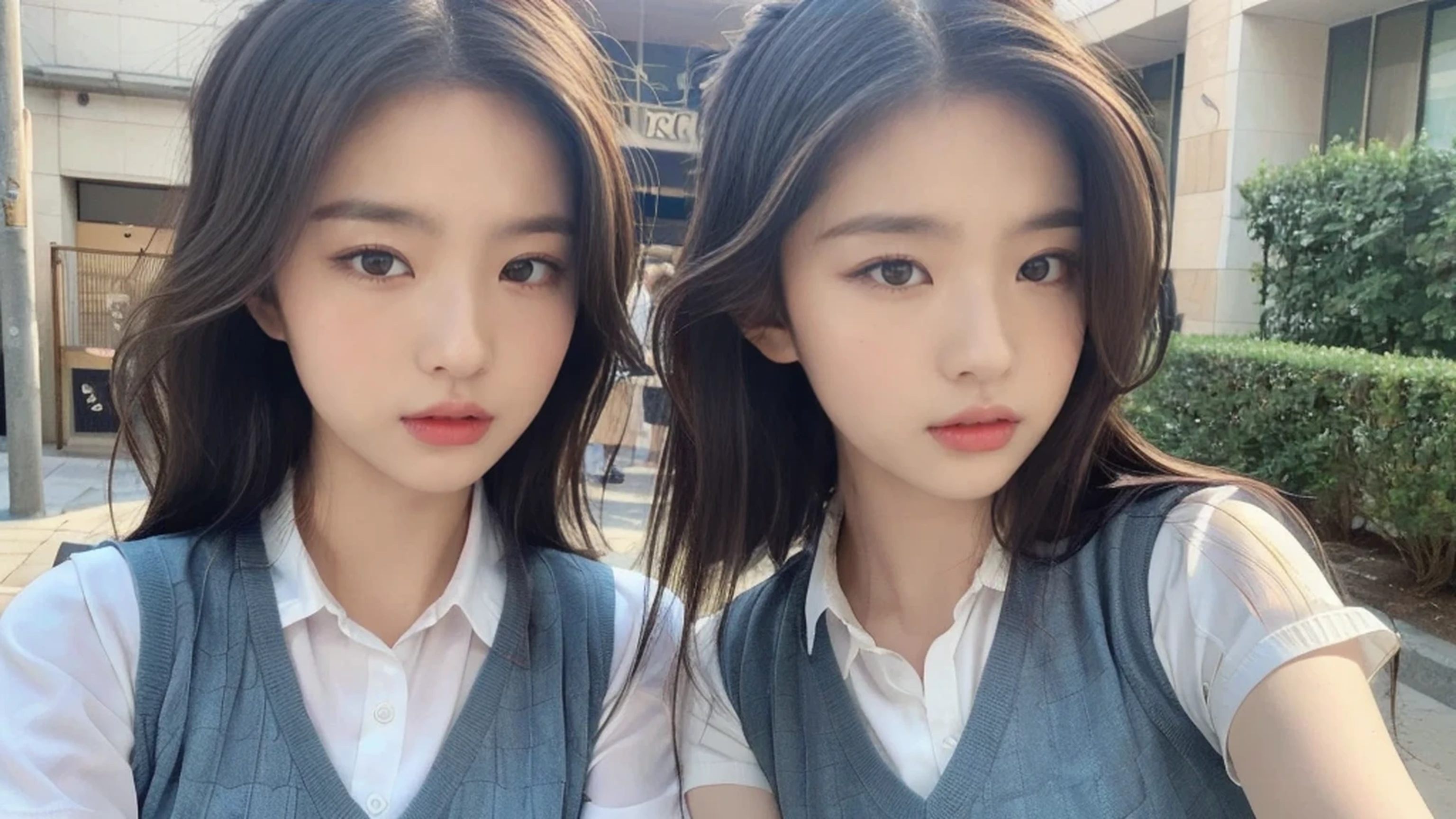 ((best quality, 8k, masterpiece :1.3)), Clear focus:1.2, Perfect body beauty:1.4, Slim abdominal muscles:1.2, ((Layered Hairstyle:1.2)), (Vest Shirt:1.1), (street:1.2), Highly detailed face and skin texture, Beautiful eyes, Double eyelids, Raise your head slightly, Melancholy eyes, Holding a white kitten