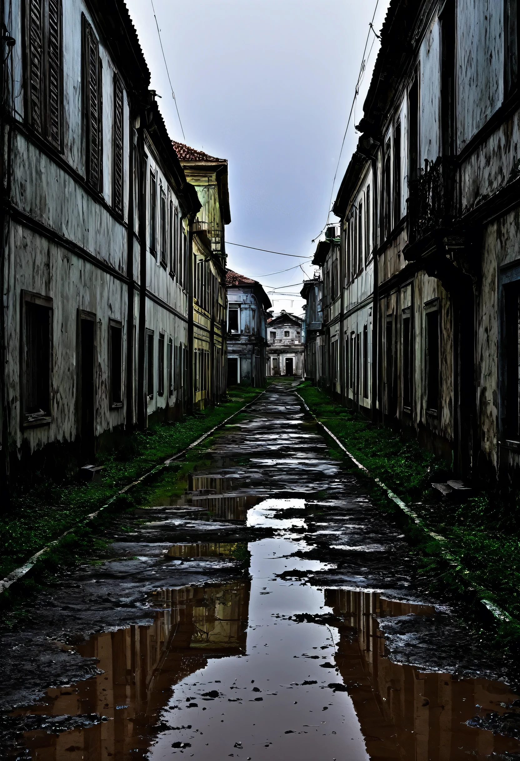 Seven Beyond is a scary parallel universe: Setealém has a decaying part of the city with dark dirt streets, broken and decrepit houses.