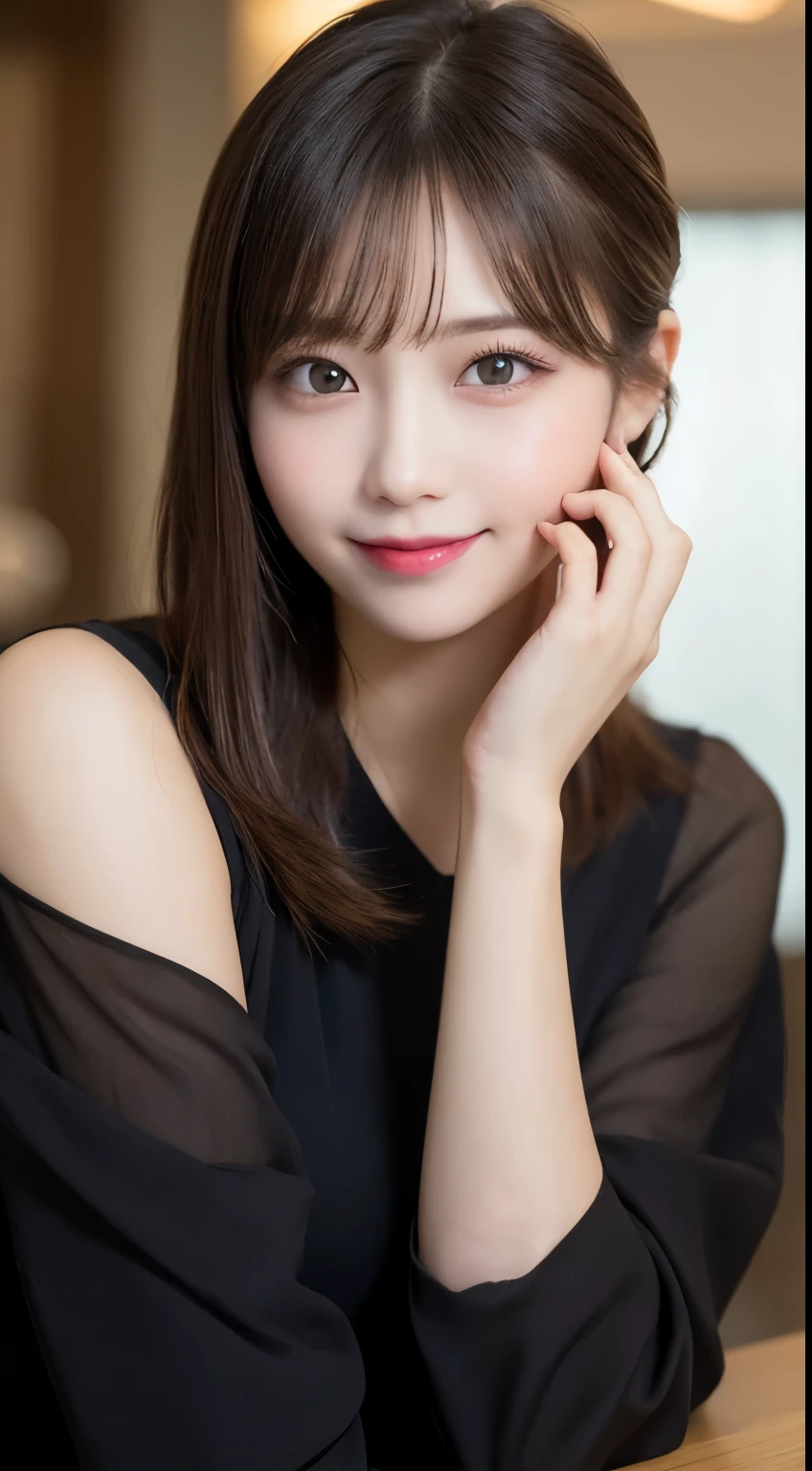 Tabletop, Highest quality, shape, Very detailed, finely, High resolution, 8k wallpaper, 完璧なダイナミックな構shape, Beautiful and exquisite,ランダムなcute髪,,Natural color lip, Bold sexy pose,smile、20-year-old girl、cute、Always blur the background,Perfect and beautiful face,Slim face and figure,Big eyes、Putting on gal makeup,Small face,Shooting from below、smile,Blurred Background,Elegant feminine face、Cyberpunk Fashion、Change pose randomly、Randomly change the shooting angle and position、smile、Top to bottom々Shoot from the right angle and direction、cute、cute顔