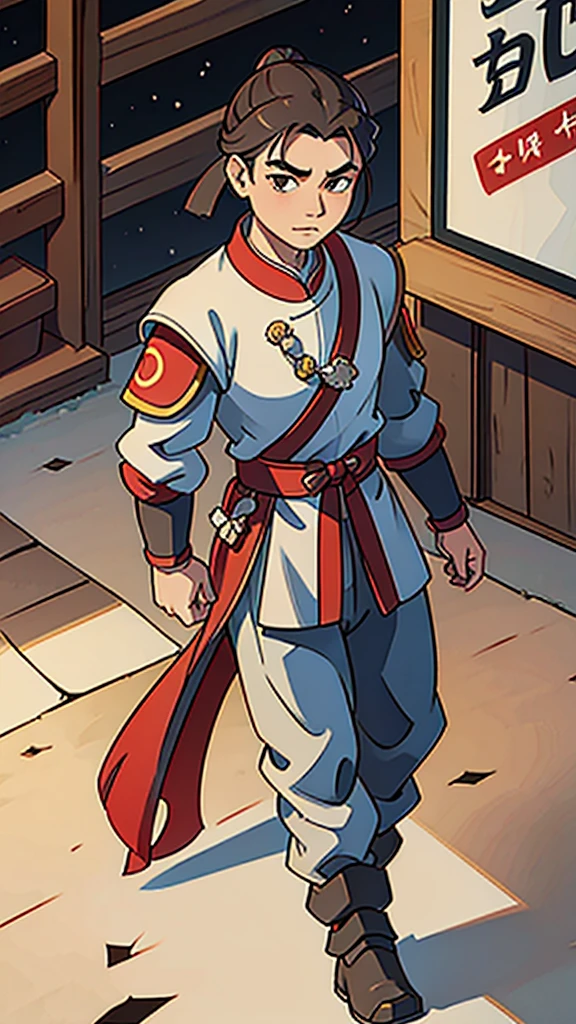 (walking)、Ancient Chinese man in armor、Three Kingdoms、Ancient Chinese man with topknot