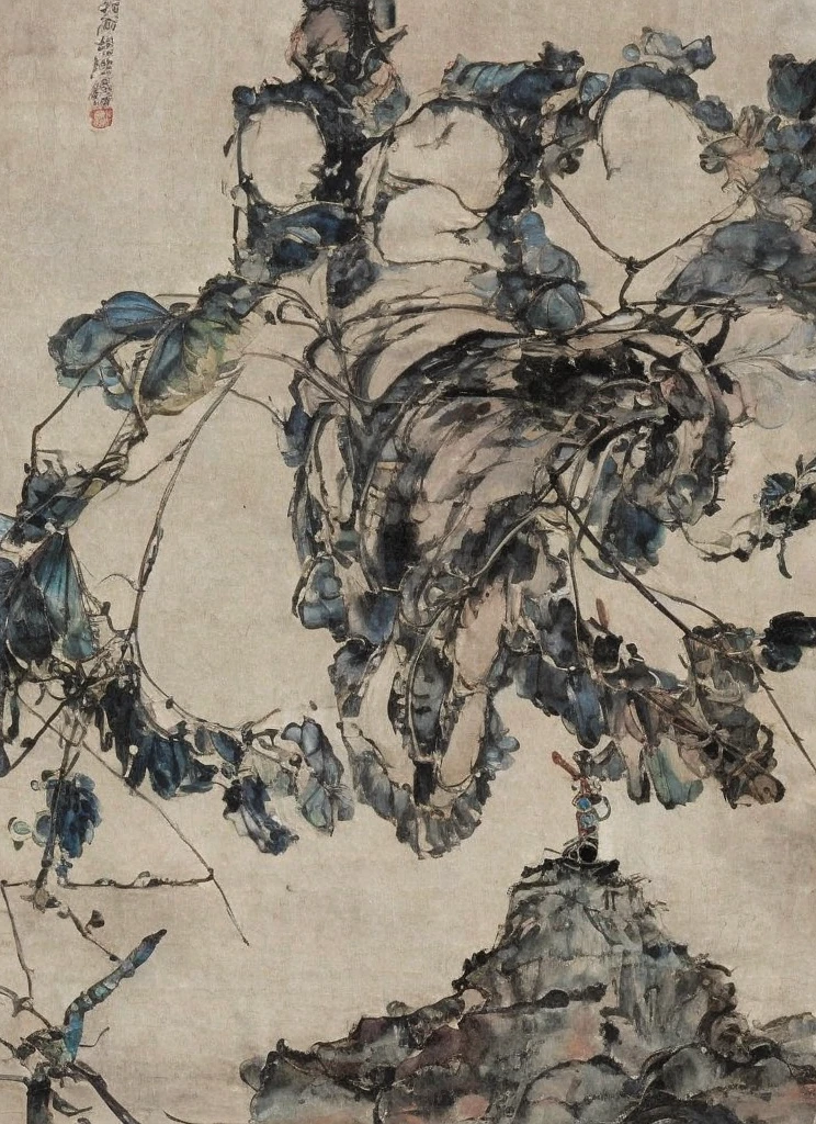 (masterpiece), (High resolution), (Very delicate), (masterpiece: 1.2, highest quality), ((pierce;Put your hands forward)), scribble, nightmare, Doll-like face, Manga style, rough sketch, Manga styleイラスト, (Horror elements), Japanese painting, whole body,(snap shot), (Spooky), Japan sculpture,old picture scroll style, old staging, Ancient mural style, crazy illustration, Dark atmosphere, Flat Illustration, Spookyな外観, A very distinctive hairstyle, disheveled blonde hair、creative accessories, Unique atmosphere、Punk Kimono、Girl punching