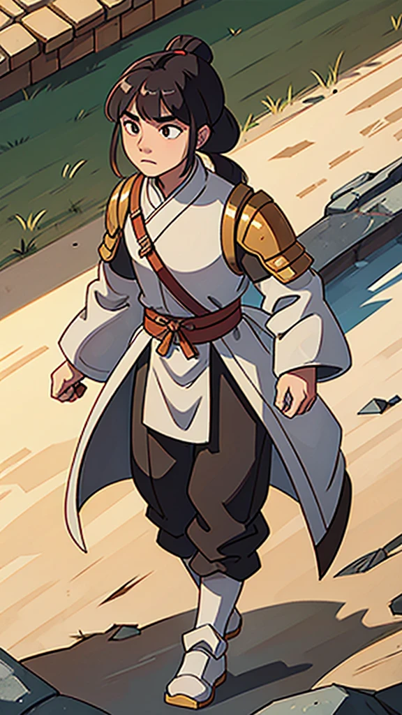 (walking)、Ancient Chinese man in armor、Three Kingdoms、Ancient Chinese man with topknot