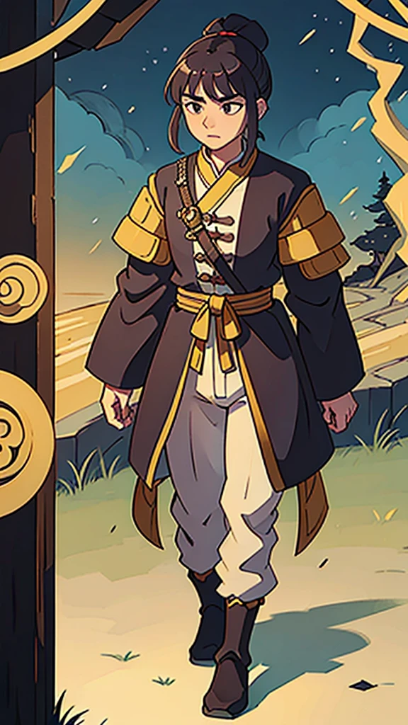 (walking)、Ancient Chinese man in armor、Three Kingdoms、Ancient Chinese man with topknot