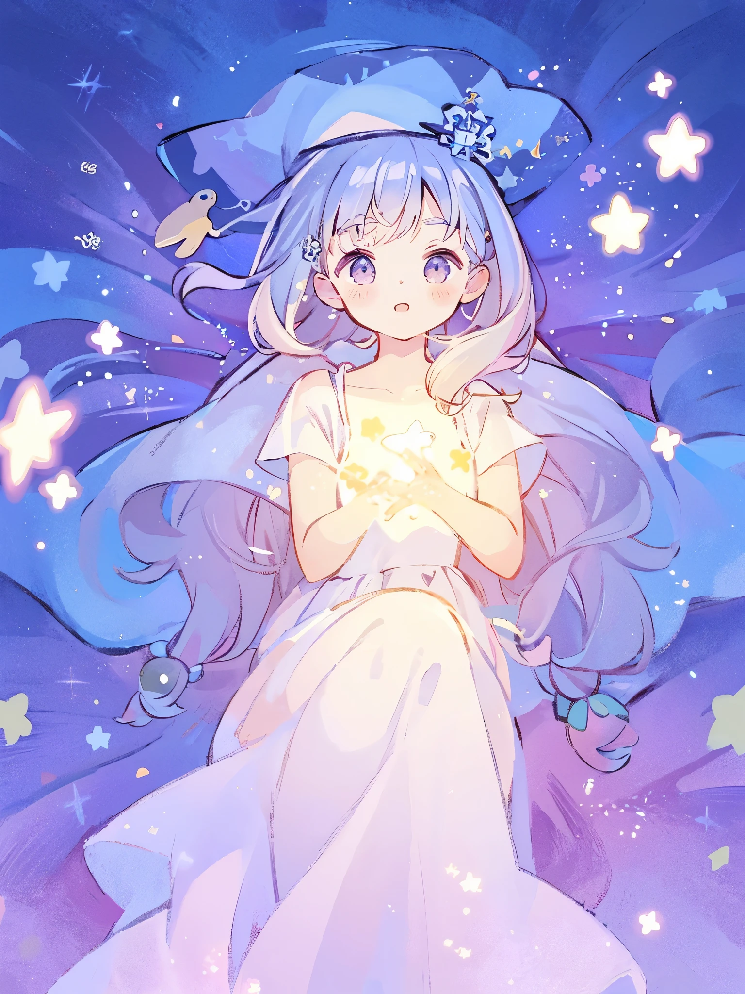 complex background, wishing star background, a woman wearing an ethereal mystical pink translucent dress that reflects the stars, perfume promo art, mystic, complex drawing, highly detailed, Covergirl brand, promo art, artistic rendition, ethereal, starry night, midjourney style