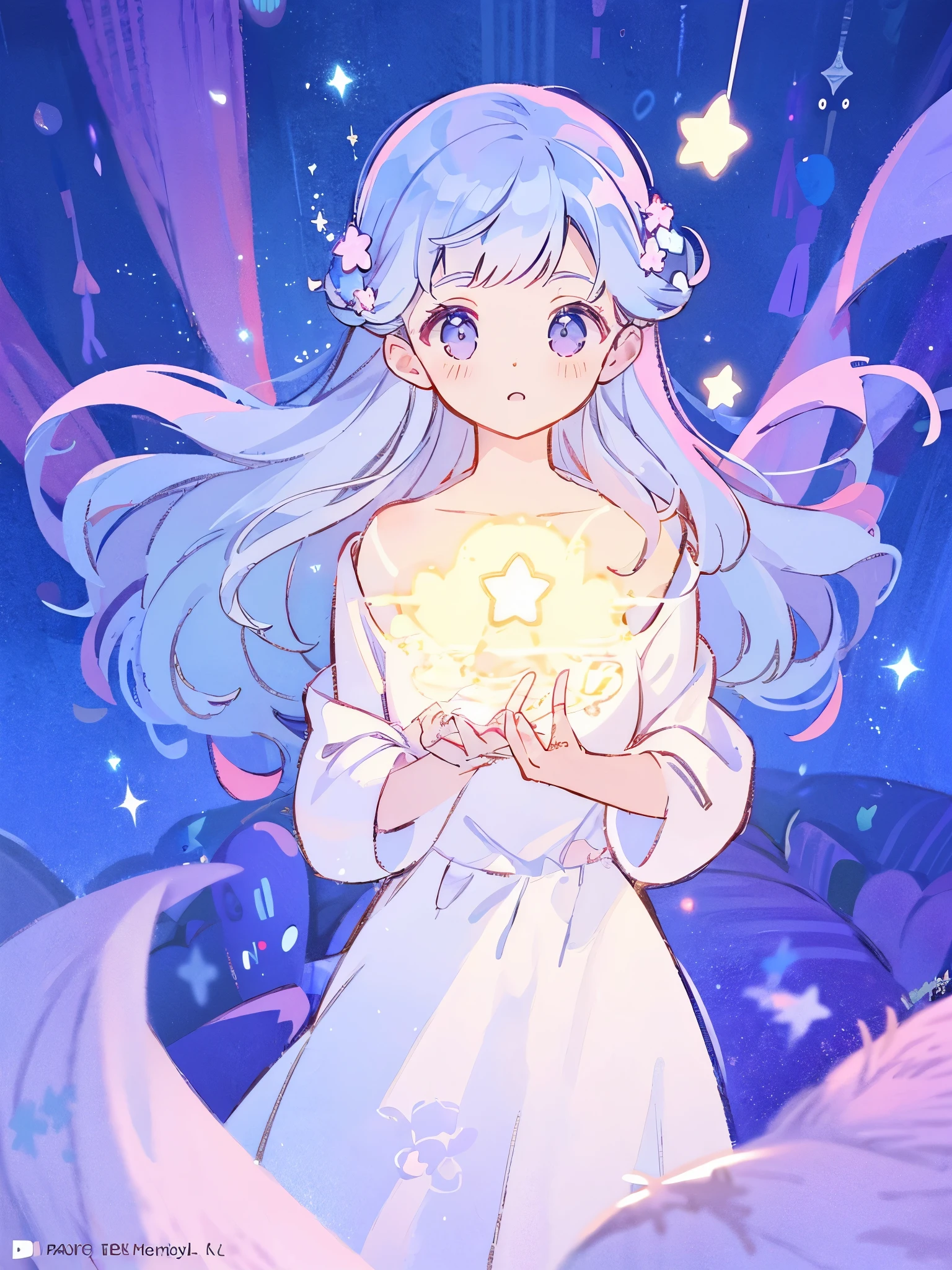complex background, wishing star background, a woman wearing an ethereal mystical pink translucent dress that reflects the stars, perfume promo art, mystic, complex drawing, highly detailed, Covergirl brand, promo art, artistic rendition, ethereal, starry night, midjourney style
