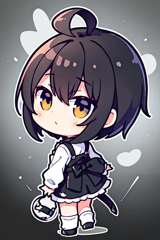 1 boy, White long-sleeved shirt, Black , Black Overalls Pants, Black very short hair, messy hair,quiff,Back hair, cartoon moe artstyle, style as clay person, guys, Clay people, Holographic Live Broadcast, cartoon visual of a cute boy, Kyoto Animation, ( ( ( cartoon ) ) ), Nendoroid 3D, (Cartoon boy), (detailed), from behind, from behind, anime, from side, ((best quality)), ((masterpiece)),Full Length Shot