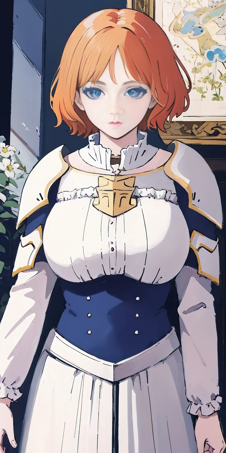 RanmaChan, Red hair, Braided hair, blue eyes, detailed eyes, whole body, lindosexyrobutts, tight black blouse, black crop top, exposed navel, clothing attached to the body, Tanga sexy, sexy stockings, 【Costume】【cosplay】White Dress of Albedo (Overlord), white thong, big neckline, Paizuri under Clothes