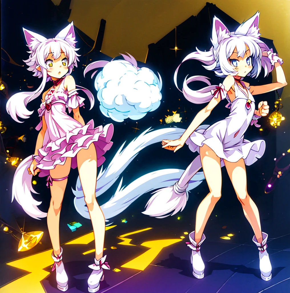 anime girl with cat ears and tail in a white dress, neferpitou, holo is a wolf girl, anime catgirl, white cat girl, cute anime catgirl, seductive anime girl, beautiful anime catgirl, white - haired fox, holo if a wolf girl, wolf ears, attractive cat girl, nyaruko-san, anime moe artstyle