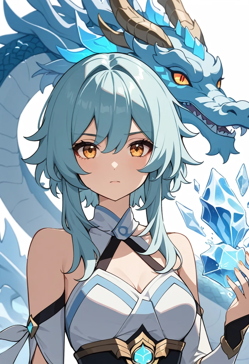 （lumine），girl， masterpiece,Chinese dragon，Bust shot，feature，Genshin，Ice Elementals