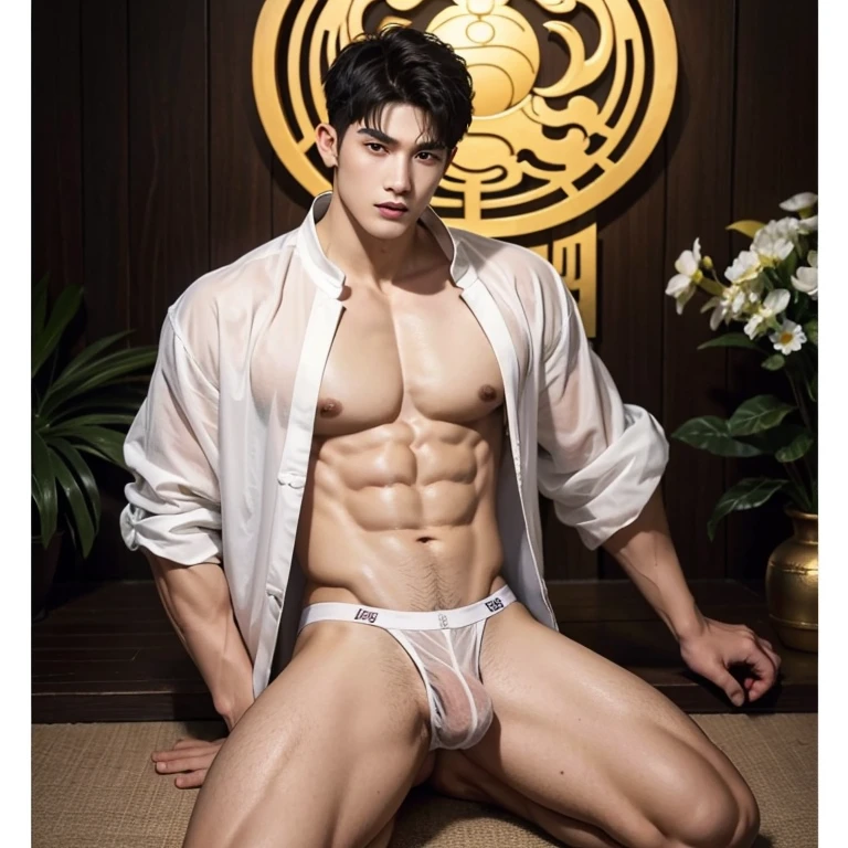 2 handsome chinese boys, Chinese Men God, Mythology, Chinese odyssy, Handsome young baby face, Topless, Muscles Athlete body, Full Frame, Sexy, Professional Lighting, Hanfu Outfit, Chinese Heaven Background, smooth skin color Underwear, Hanfu Warrior, Hanfu God, Hanfu Male, Hanfu Nobel, Seduce, Sex Appeals, mess curly hair, Alafard man shirtless , muscular body,super handsome, manly, detailed face, manly chin, manly jawline, inspirite by Zhang Han, Cai Xukun, Kim Do-young, Inspired by Bian Shoumin, Inspired by Xiao Yuncong, yihao ren, yanjun cheng, jinyiwei, inspired by Huang Gongwang, xintong chen, Jacket, white thong, white g string ,transparent see through underwear, nice shape bulge form, the dick shape bulge, wet cloth, nice juicy butts, bare butts, open legs, Tattoo chest, tattoo hands, tattoo arms, tattoo belly, clear studio light, night ancient chinese Buddhism temple background, detailed background, fantasy themed, super long big dick masturbate, correct good shape dick, Chinese themed, the best resolution, 8k, Ultra fullHD, look at the viewer, catching eyes,