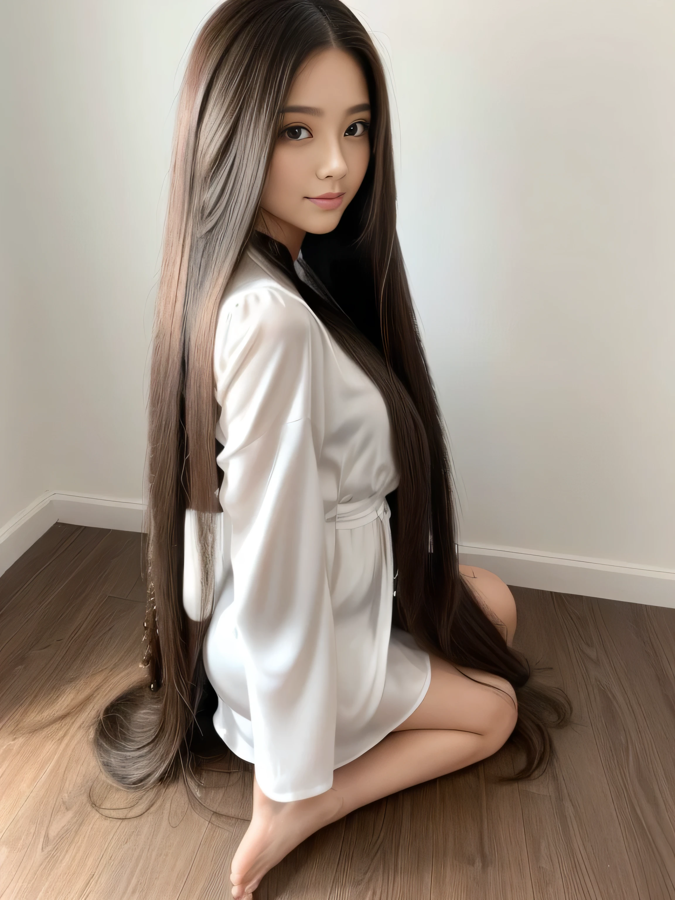 (Upper Body Shot:1.1) (She is in a random standing pose, showing off her back and hair to the viewer, in a room with white walls and white decor) ((highest quality)), ((masterpiece)), (Familiar), (Get used to it) (Reaches up to the kneeVery long hair highest quality Highest detail Reaches up to the knee、Very long hair that lasts forever:1.3 Flowing Hair 私ncredibly straight hair Very shiny and thick hair Abnormally long hair that lasts forever Flowing Hair on both ends long hair up to the knees:1.2 long hair up to the knees:1.2 Thick and shiny hair Very free hair Abnormally long hair!!!!! Beautiful silky hair Beautiful and shiny hair Beautiful and shiny hair Beautiful silky hair Hair that grows to the knees Very very, Very long hair!!!!! Very very, Very long hair!!!!!) (highest quality The best ultra-fine Reaches up to the knee、Very long hair that lasts forever Flowing Hair Her hair is gently permed Very shiny and thick hair Abnormally long hair that lasts forever Flowing Hair on both ends long hair up to the knees:1.2 long hair up to the knees:1.2 Thick and shiny hair Very free hair Abnormally long hair!!!!! Beautiful silky hair Super long hair down to the knees Beautiful and shiny hair Beautiful and shiny hair Beautiful silky hair Hair that grows to the knees Very very, Very long hair!!!!! Very very, Very long hair!!!!!) (She is the most beautiful 18-year-old hair model in Japan...) Perfect Woman'face (She has a typical Japanese build and skin color..., Her skin is very high quality and ultra high definition.、very beautiful and glowing skin) (Large Breasts) (Her face is dignified and sexy)(She achieved her sexy look with the help of a professional makeup artist.。... Lipstick is natural red The eyeliner is a beautiful black) (Her hair is black, light brown, blonde, Red-brown, Dark Green, or dark blue..) (Surreal photos by professional photographers :1.2) (She is wearing a beautiful blue silk camisole dress. :1.2) ((Her bangs are completely cut off.)) (She has a typical Japanese build and skin color Her skin is very delicate and sensitive..、and、Such beautiful and radiant skin) (Her face is long, Small eyes and nose.、Narrow-mouthed and the most beautiful) (Japanese Solo Photos'The most beautiful 28 year old women) ((Rich 1.4)) (Extremely detailed 8K) (Ultra-fine skin texture 1.4) (Actual, Vibrant:1.4), Sharp focus:1.2、Beautiful woman:1.4 Dynamic Lighting (Genuine RAW photos taken by professional photographers) very beautiful and glowing skin) (Excessive breasts) (Her face is long, Eyes and nose) Lipstick is natural red The eyeliner is a beautiful black) (Her hair is black, light brown, blonde, (Surreal photos by professional photographers :1.2)