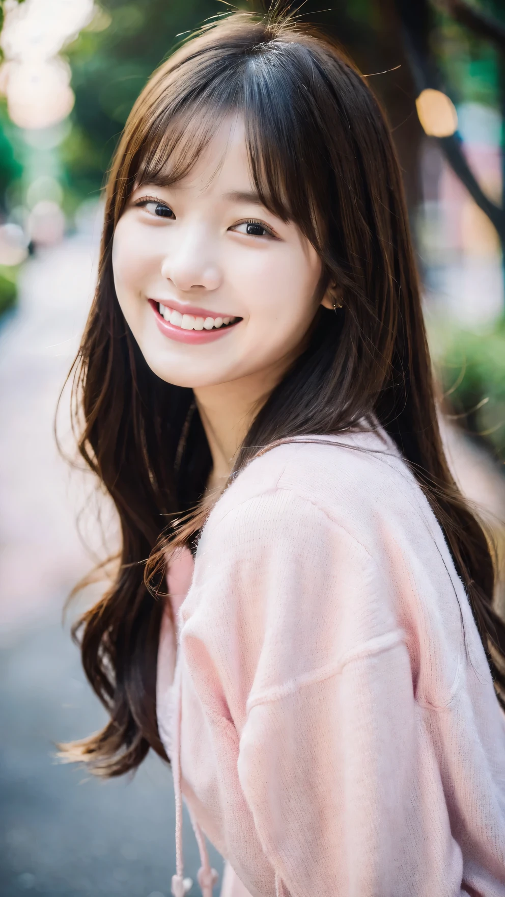 (8K, highest quality, masterpiece: 1.2), Super detailed, super resolution, a beautiful girl, (huge Laughing:1.1), Overall pink, Overall heart shape