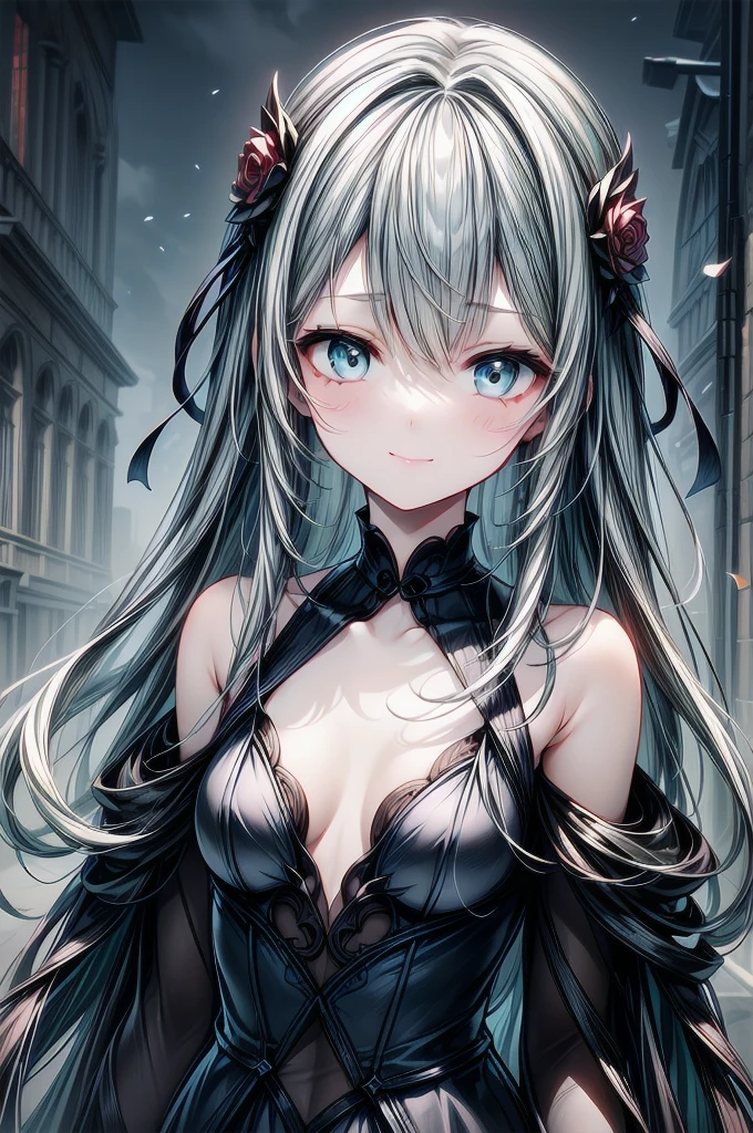 masterpiece, best quality, extremely detailed, (illustration, official art:1.1), 1 girl ,(((( light blue long hair)))), light blue hair, ,, long hair ((blush)) , cute face, big eyes, masterpiece, best quality,(((((a very delicate and beautiful girl))))),Amazing,beautiful detailed eyes,blunt bangs((((little delicate girl)))),tareme(true beautiful:1.2), sense of depth,dynamic angle,,,, affectionate smile, (true beautiful:1.2),,(tiny 1girl model:1.2),)(flat chest)),, face,(masterpiece, amazing quality)), (unity 8k wallpaper), (absurdres), (ultra detailed, ultra highres: 1.5),SFW,masutepiece, Best Quality, High resolution, 1girl, upper body, Details , detail hands, Detail fingers, Detail Face, detail legs, watercolor paiting, in graveyard,long hair, wavy hair, tattered clothes, blue eyes, zombie, skull, bone, (art nouveau:1.25), Maximalism artstyle, neon theme, suprematism, crying, beautiful detailed eyes,hyper detailed, beautifuly color, high details, high quality, back light, upper body , high quality, hair with body, cluster amaryllis,, knife, in village, dead flower, bloody
