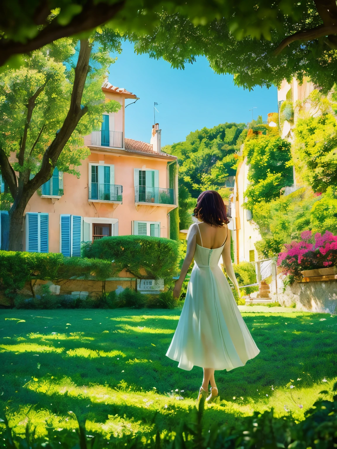 Pascal Campion Style - Beautiful Riviera Scenery, Under the green tree of memories、Atey Ghailan and Joelle Jones style