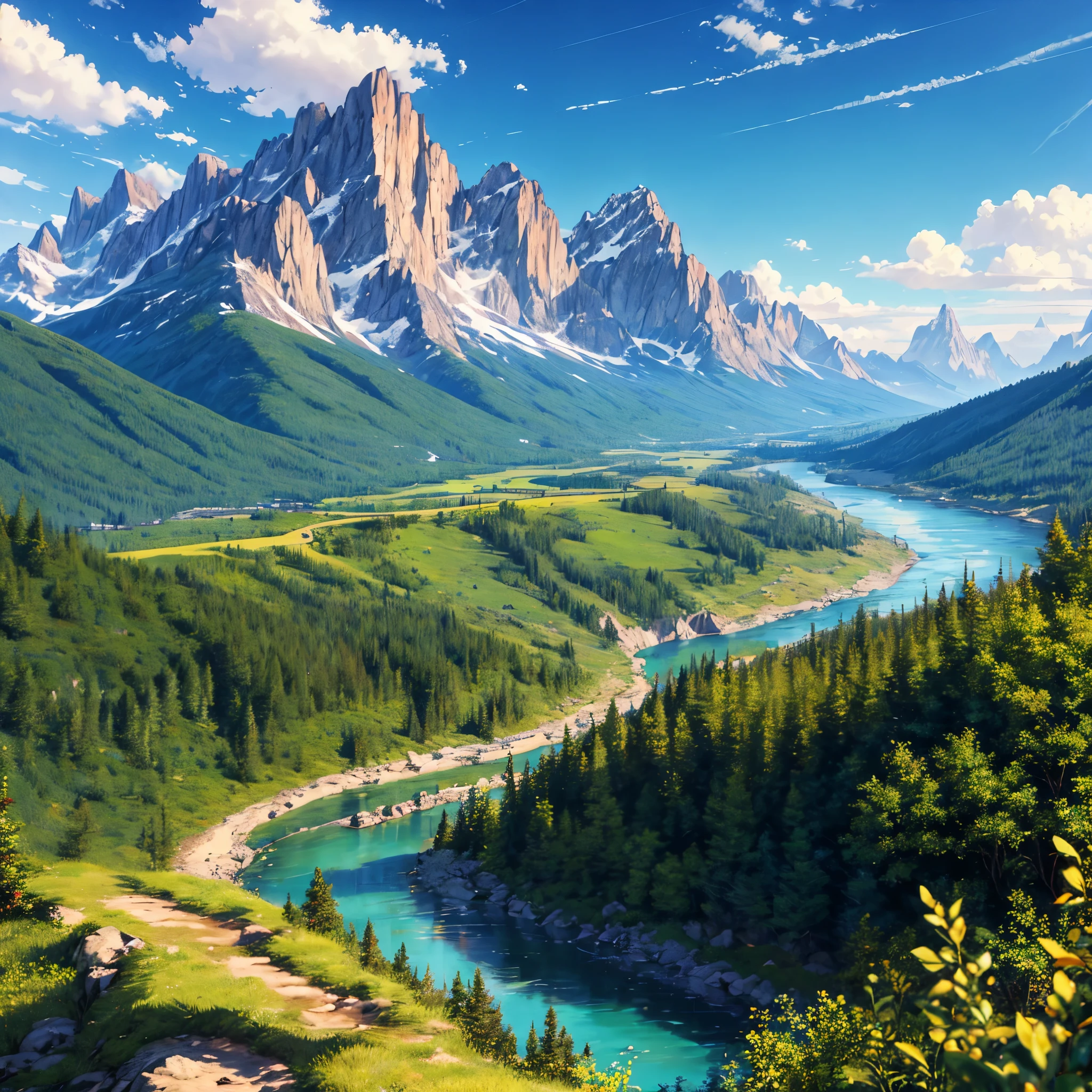 was，Mountain，river