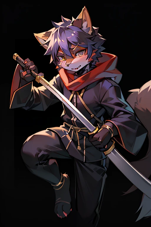 Anime characters with a sword and a cat on black background, Furry art, Furry art!!!, anthropomorphic cat ninja, full body commission for, fursona furry art commission, SFW version, fursona art, commission on furaffinity, very very beautiful furry art, POV furry art, this character has cryokinesis, Furry anime, katana zero