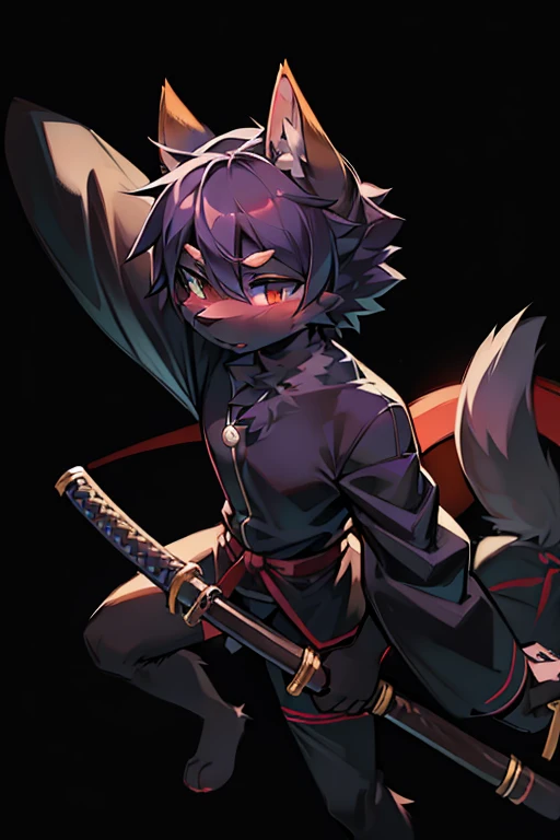 Anime characters with a sword and a cat on black background, Furry art, Furry art!!!, anthropomorphic cat ninja, full body commission for, fursona furry art commission, SFW version, fursona art, commission on furaffinity, very very beautiful furry art, POV furry art, this character has cryokinesis, Furry anime, katana zero