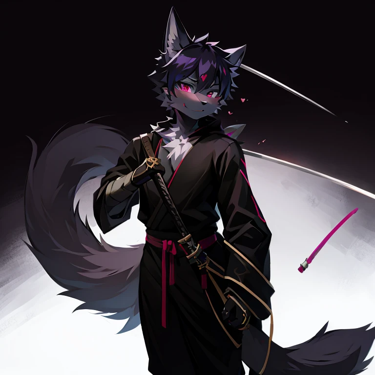 Anime characters with a sword and a cat on black background, Furry art, Furry art!!!, anthropomorphic cat ninja, full body commission for, fursona furry art commission, SFW version, fursona art, commission on furaffinity, very very beautiful furry art, POV furry art, this character has cryokinesis, Furry anime, katana zero