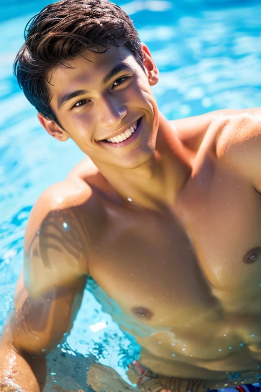 male Age 20 water polo asian handsome smile swimwear