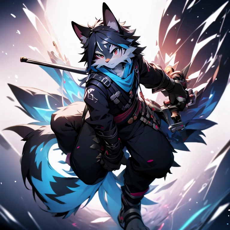 Anime characters with a sword and a cat on black background, Furry art, Furry art!!!, anthropomorphic cat ninja, full body commission for, fursona furry art commission, SFW version, fursona art, commission on furaffinity, very very beautiful furry art, POV furry art, this character has cryokinesis, Furry anime, katana zero