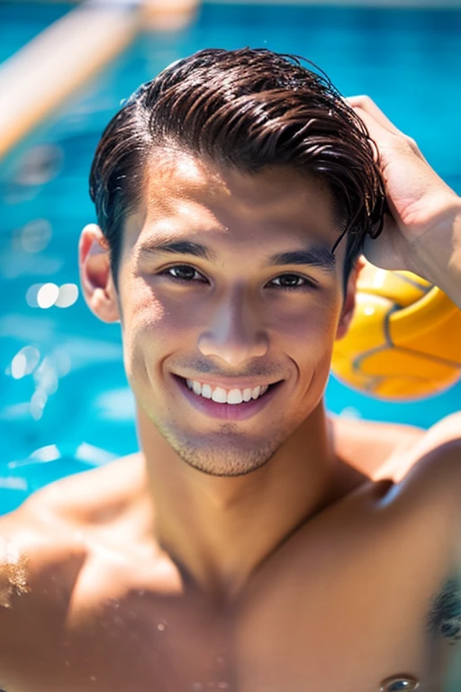 male Age 20 water polo asian handsome smile swimwear