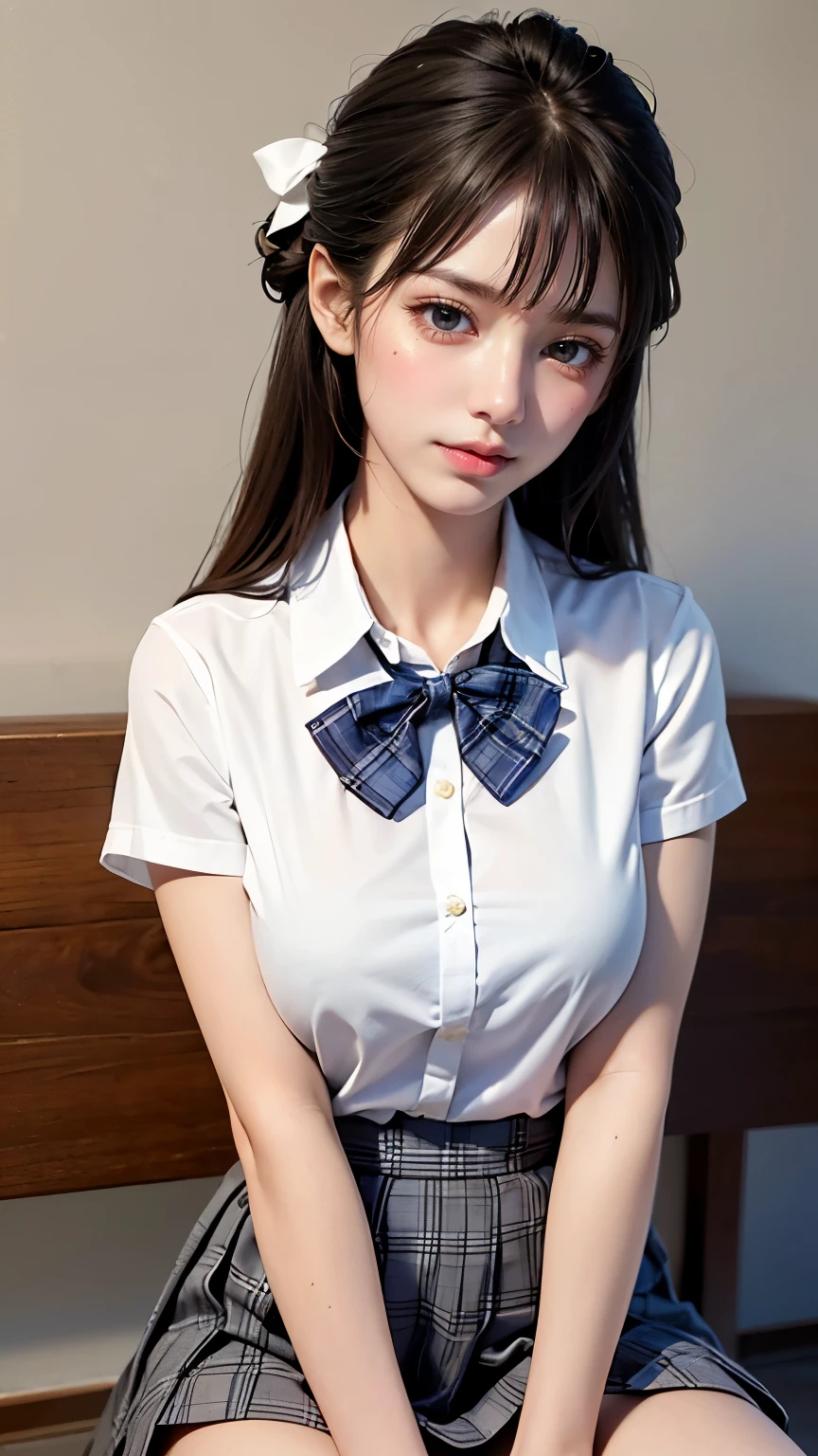 (RAW shooting:1.2)、(realistic:1.4)、(masterpiece:1.3)、(highest quality:1.ung japanese woman、(cute:1.2)、wearing high school uniform、Impossibly short skirt、very cute face、blush、shy smile、(sluttyYShirt and dark blue micro mini pleated skirt:1.3)、(Medium chest:1.3)、(cleavage)、(erect nipples:1.2)、sexy pose、(Try it yourself Skirt lift)、(showing panties:1.3)、panties、pantiesフォーカス、(sit、raise your legs:1.2)、(clear focus:1.2)、(cute woman with perfect figure:1.4)、best smile、(layered haircut:1.2)、thin、shiny skin、Highly detailed face and skin texture、fine eyes、double eyelid、カメラに見えるpanties、Angle looking up from below、Low - Angle、(very sexy:1.3)、Bokeh、obscene、erotic