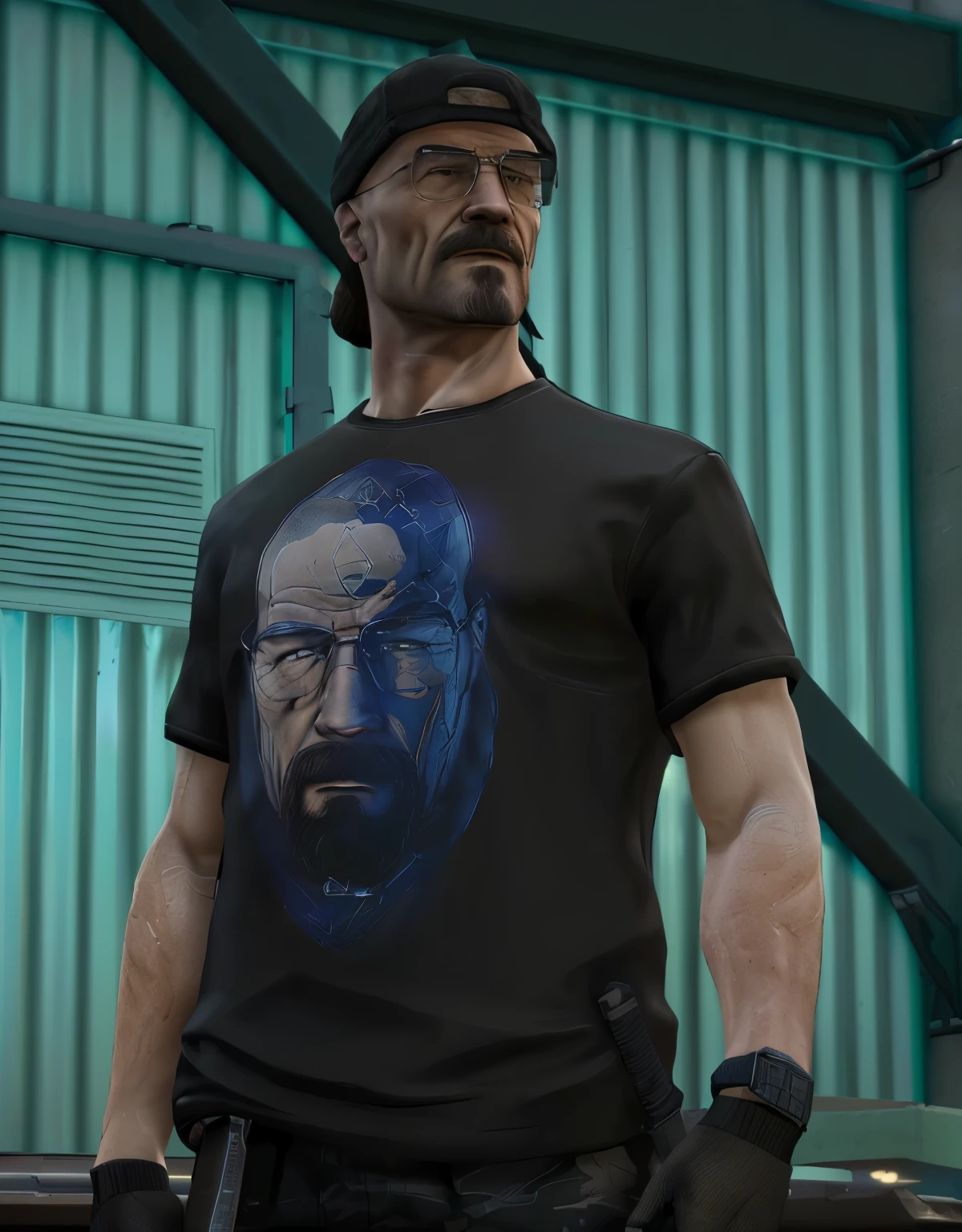 there is a man with a beard and glasses standing next to a building, walter white in gta v, walter white in gta 5, walter white in fortnite, walter white fortnite skin, walter white in valorant, walter white portrait, walter white made of water, portrait of walter white, walter white in skyrim, walter white as gordon freeman, walter white