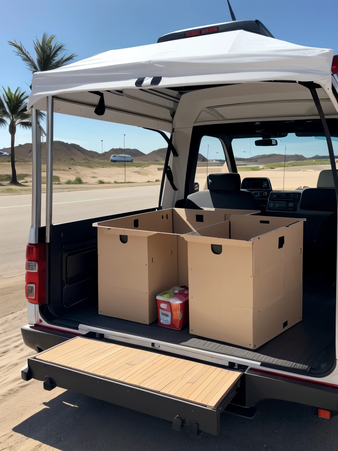As una camioneta de carga pesada como la for f 150 con caja seca y ensima IL y que sea en una cartera asia la playa