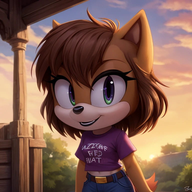 A girl sitting on a mountaintop, Nicole the lynx, with a mesmerizing sunset in the background. She is holding a delicate rose in her hands. The artwork is created in a lineless style, giving it a beautiful and ethereal quality. The overall image is in a 2D format, showcasing the vibrant colors and intricate details. The lighting captures the warm hues of the sunset, creating a romantic and enchanting atmosphere. The emphasis is on the best quality and high resolution of the artwork, with ultra-detailed features and a realistic, photorealistic appearance.
