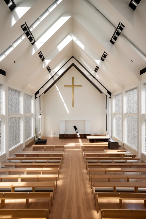 masterpiece , best quality, ((Office)),  Church interior,  indoors, window, chair, table, scenery, ceiling, ,  floor,