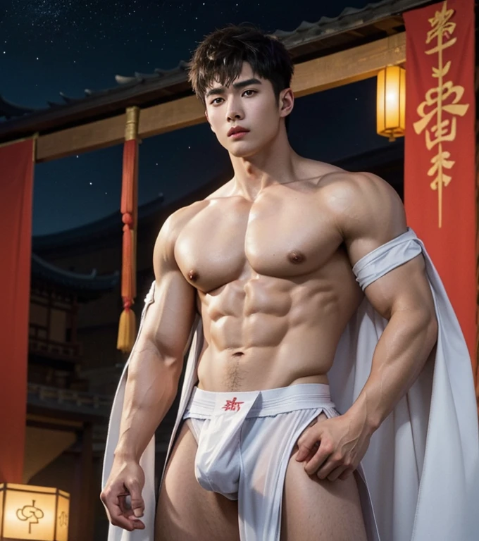 Chinese Men God, Mythology, Chinese odyssy, Handsome , young baby face, Topless, Muscles, Athlete body, Full Frame, Sexy, Professional Lighting, Hanfu Outfit, Chinese Heaven Background,white brief Underwear, white transparent brief, Sexy big bulge form sick shape, manly Warrior, Hanfu God, Hanfu Male, Hanfu Nobel, naked, Seduce, Sex Appeals, Alafard man shirtless carrying a backpack, muscular body, handsome, manly, inspirite by Zhang Han, Cai Xukun, Kim Do-young, Inspired by Bian Shoumin, Inspired by Xiao Yuncong, yihao ren, yanjun cheng, jinyiwei, inspired by Huang Gongwang, xintong chen, Jacket, wearing japanese thong ,nice butts,naked, long big dick, erection, Tattoo chest, tattoo hands, tattoo arms, tattoo belly, clear studio light, night ancient chinese Buddhism temple background, detailed background, fantasy Chinese themed, the best resolution, 8k, Ultra fullHD, look at the viewer, catching eyes,