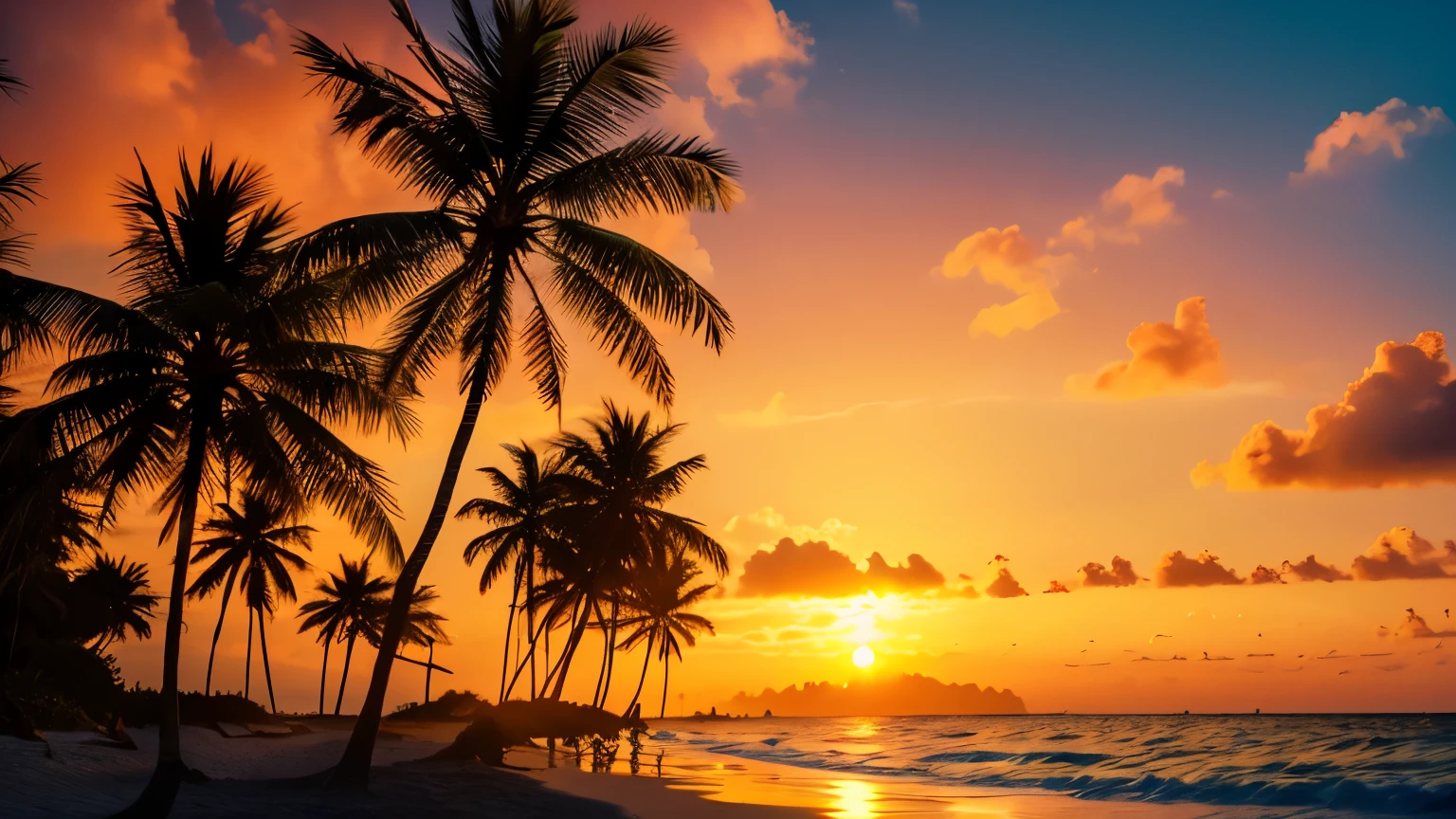 arafed palm trees line the beach at sunset with a wave coming in, Elizabeth Charleston photo, Shutterstock, Romanticism, palm trees on the beach, Warm glow, tropical paradise, Caribbean, Beach Sunset, palm, Beach Sunset, tropical beach, sunset, tropical beach paradise, coconut palms, tropical, palms, Warm sunset