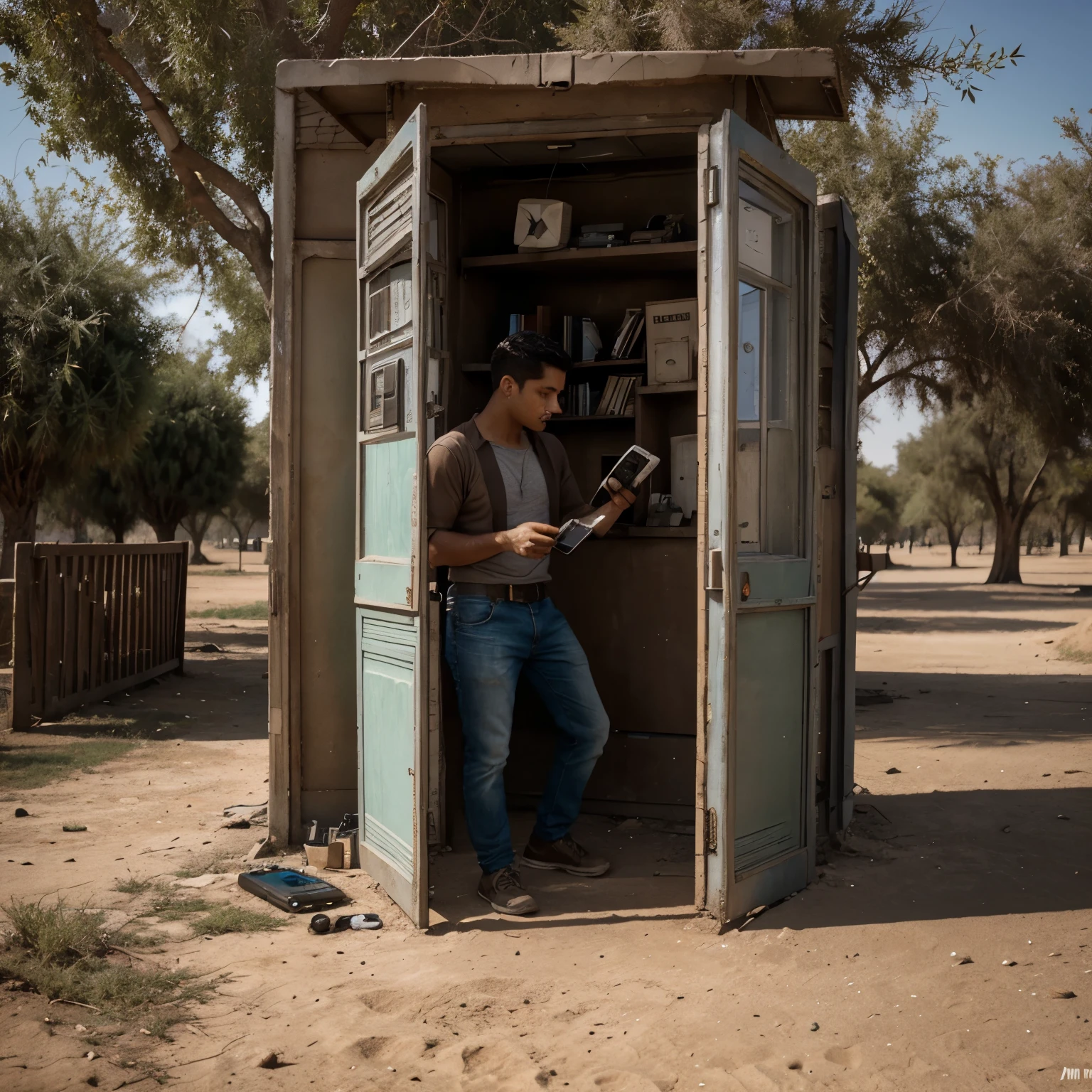 While exploring the deserted park, Amzar found an old mobile phone in a dusty booth. To his surprise, the phone came to life and displayed a message welcoming him and unlocking the secrets of Nightfall Attraction.