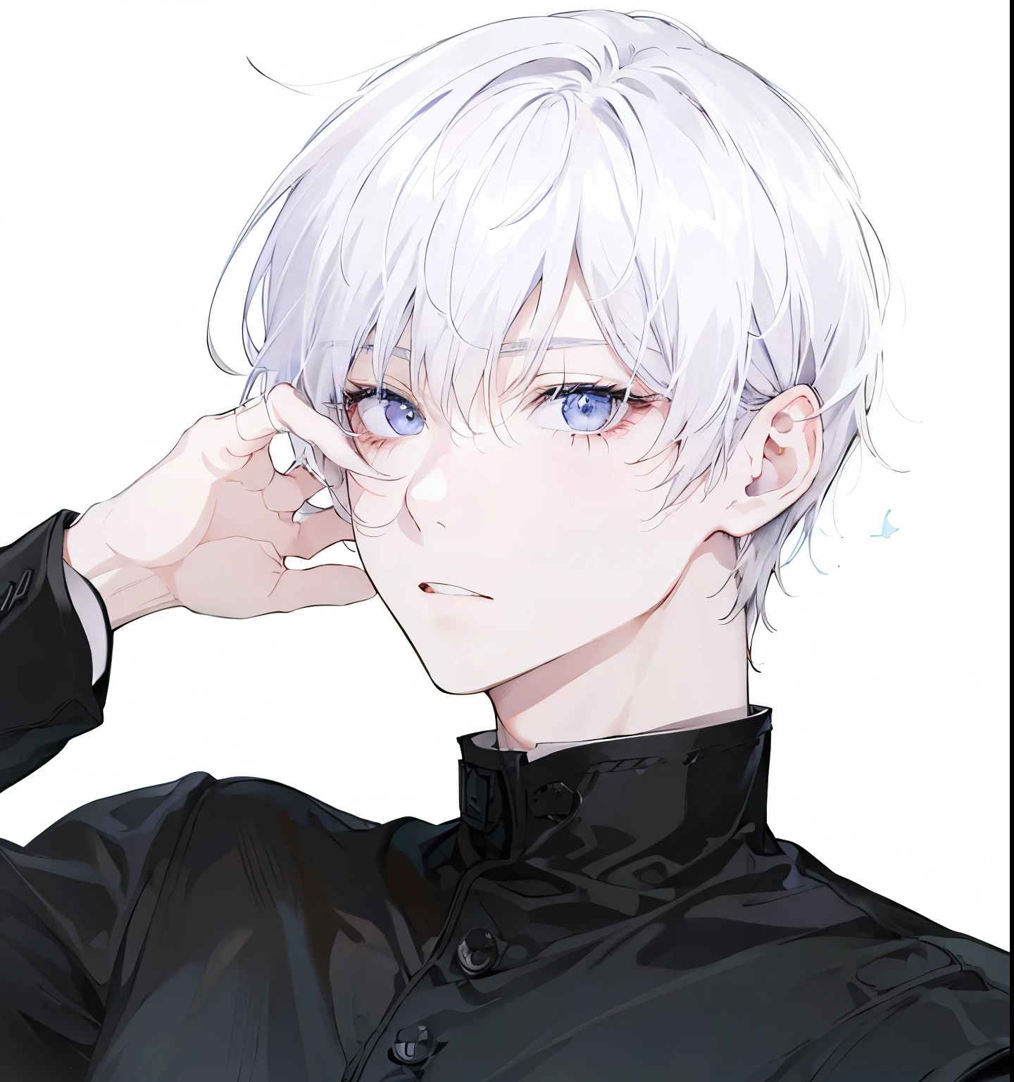 high resolution、high quality、White Hair、Silver Eyes、Adult male、sexy