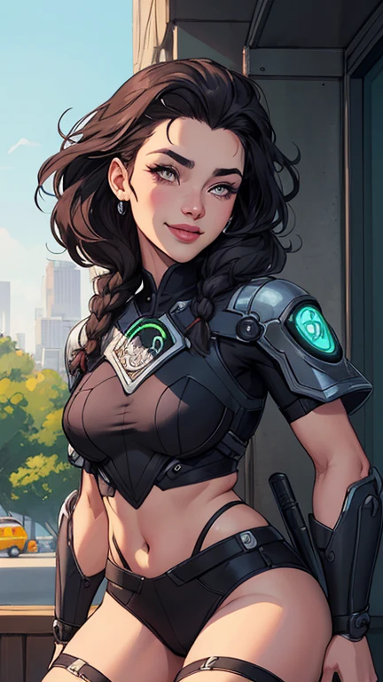 CharacterCartoon style digital illustration female GTA style in Cartoon style digital illustration artgerm style cartoon image of a woman .Ilustra??o estilo desenho animado, estilo de arte dos desenhos animados, Ella Purnel lestilo Cartoon style digital illustration artgerm style cartoon art style, digital illustration style, design de personagens altamente detalhado, arte digital detalhada coragem, Forest fan art, Design de personagens de retrato, beautiful digital illustration, retrato de alta qualidade, Arte em quadrinhos, mulher jovem cabelo com transas lindas . Beautiful lined eyes Medium large bust and wonderful sexy clothes. image expression of sexual desire from the waist to the illustration Ella Purnellstyle Cartoon style digital illustration style Cartoon style digital illustration style GTAblonde, French braid in hair, cabelo caindo, sci-fi, metal brilhante, robot, half robot, seios grandes, seios enormes, seios enormes, guerreiro, guerreiro queen, , sorriso, Feroz sorriso, Feroz, Ouro, Ouroen, bright Ouro, futurista, ciberpunk, ciberpunk police, ciberpunk police officer, uniforme policial, Seios cobertos, fechar-se, jaqueta, noite