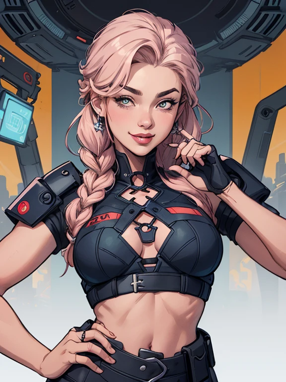 CharacterCartoon style digital illustration female GTA style in Cartoon style digital illustration artgerm style cartoon image of a woman .Ilustra??o estilo desenho animado, estilo de arte dos desenhos animados, Ella Purnel lestilo Cartoon style digital illustration artgerm style cartoon art style, digital illustration style, design de personagens altamente detalhado, arte digital detalhada coragem, Forest fan art, Design de personagens de retrato, beautiful digital illustration, retrato de alta qualidade, Arte em quadrinhos, mulher jovem cabelo com transas lindas . Beautiful lined eyes Medium large bust and wonderful sexy clothes. image expression of sexual desire from the waist to the illustration Ella Purnellstyle Cartoon style digital illustration style Cartoon style digital illustration style GTAblonde, French braid in hair, cabelo caindo, sci-fi, metal brilhante, robot, half robot, seios grandes, seios enormes, seios enormes, guerreiro, guerreiro queen, , sorriso, Feroz sorriso, Feroz, Ouro, Ouroen, bright Ouro, futurista, ciberpunk, ciberpunk police, ciberpunk police officer, uniforme policial, Seios cobertos, fechar-se, jaqueta, noite